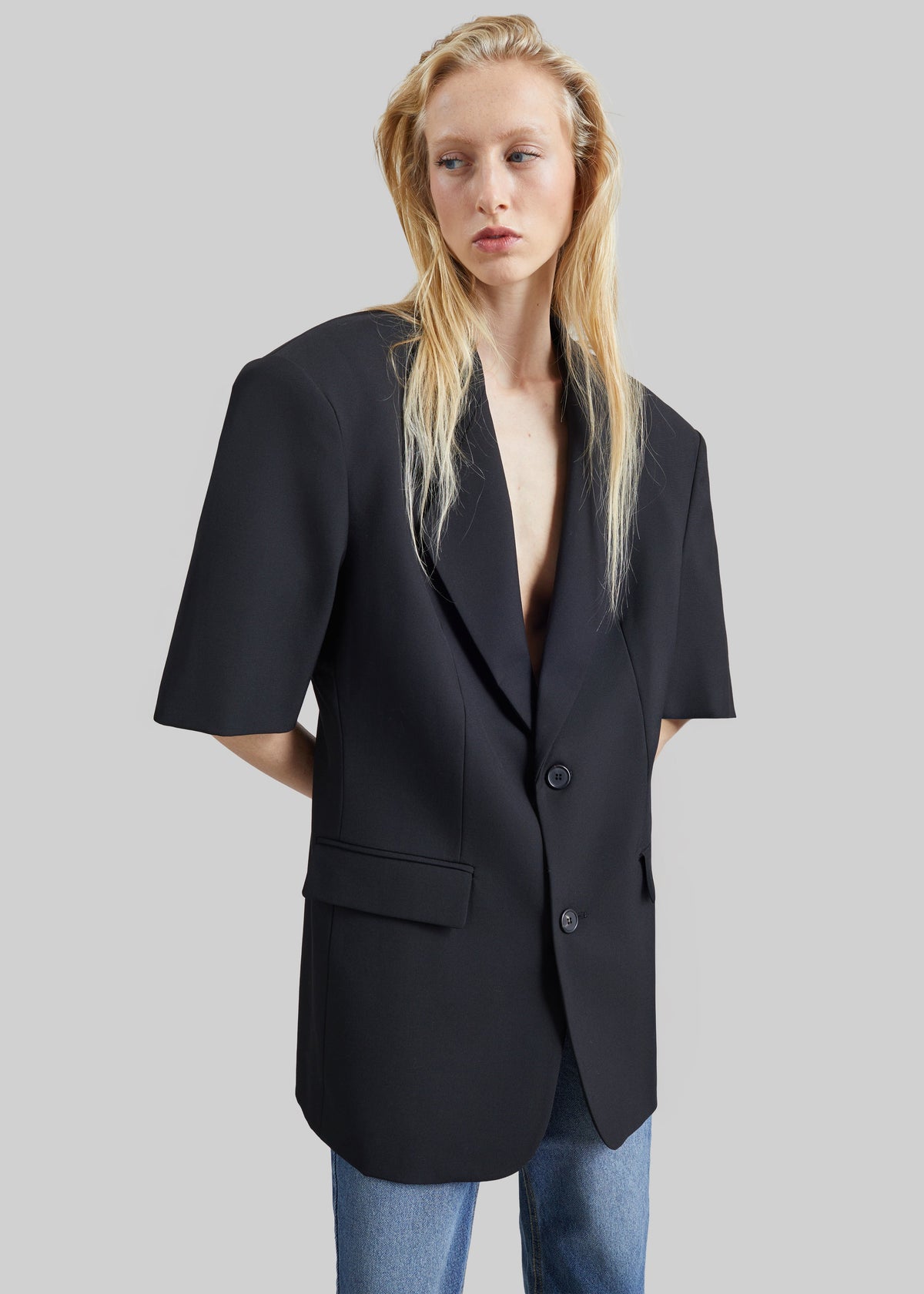 Ivora Short Sleeve Blazer - Black