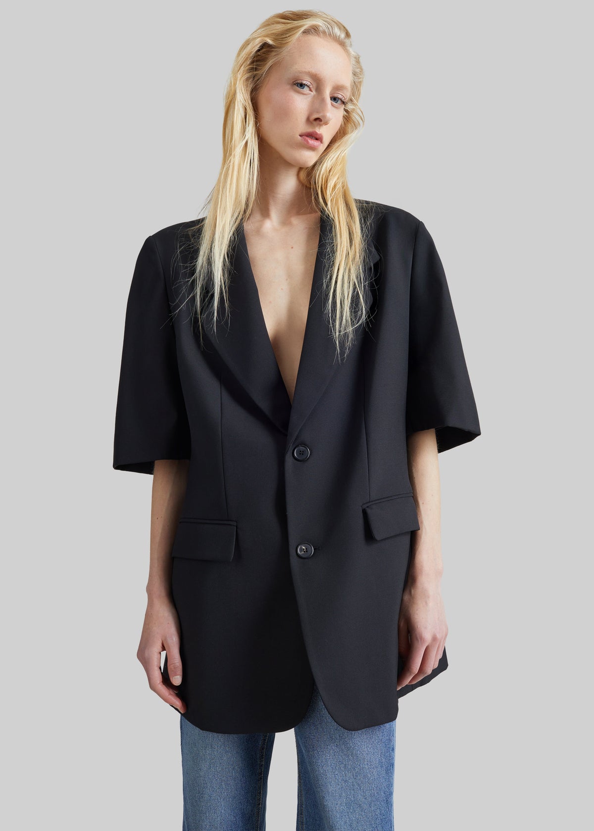 Ivora Short Sleeve Blazer - Black