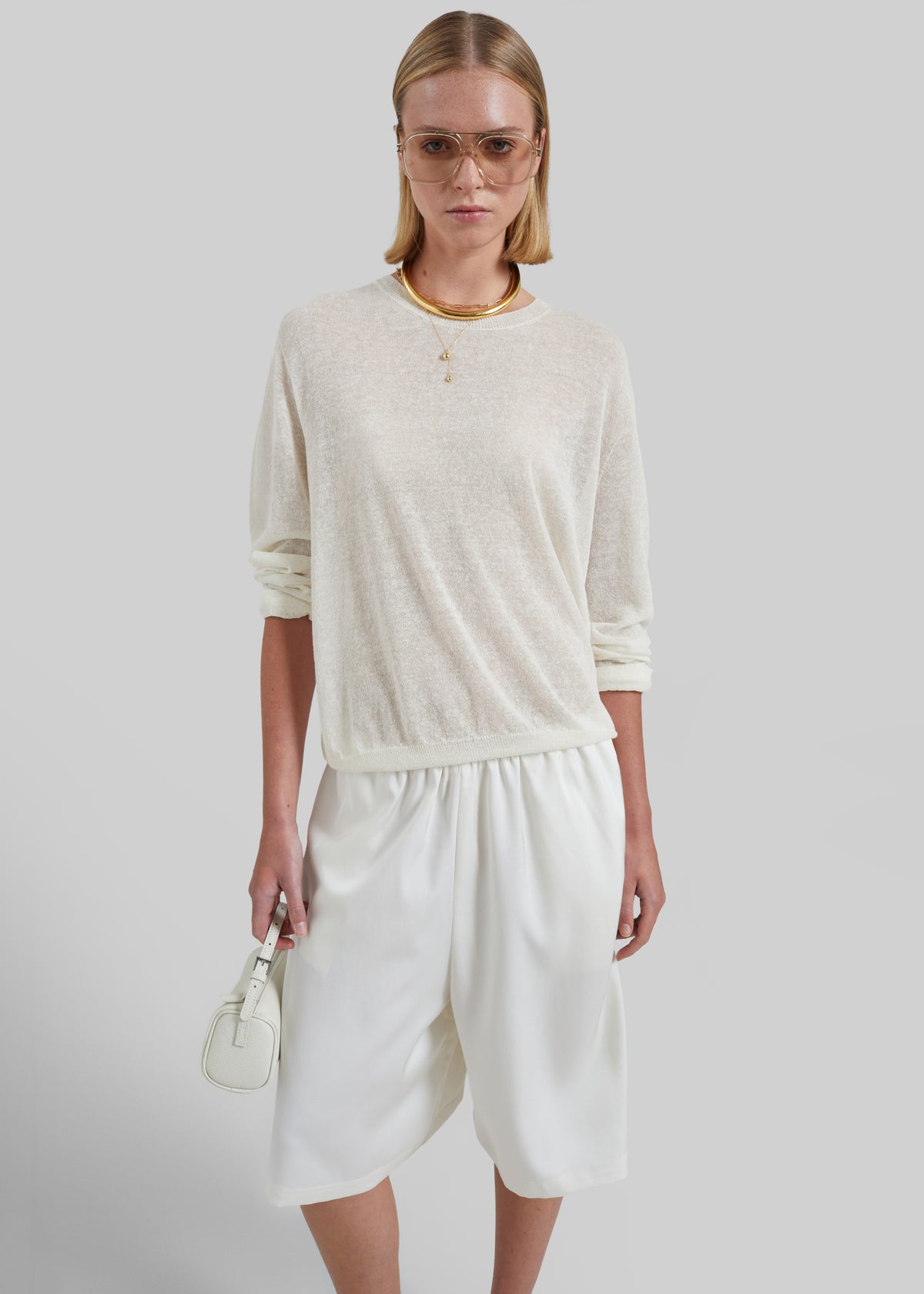 Ivrea Sheer Knit Top - Ivory - 8