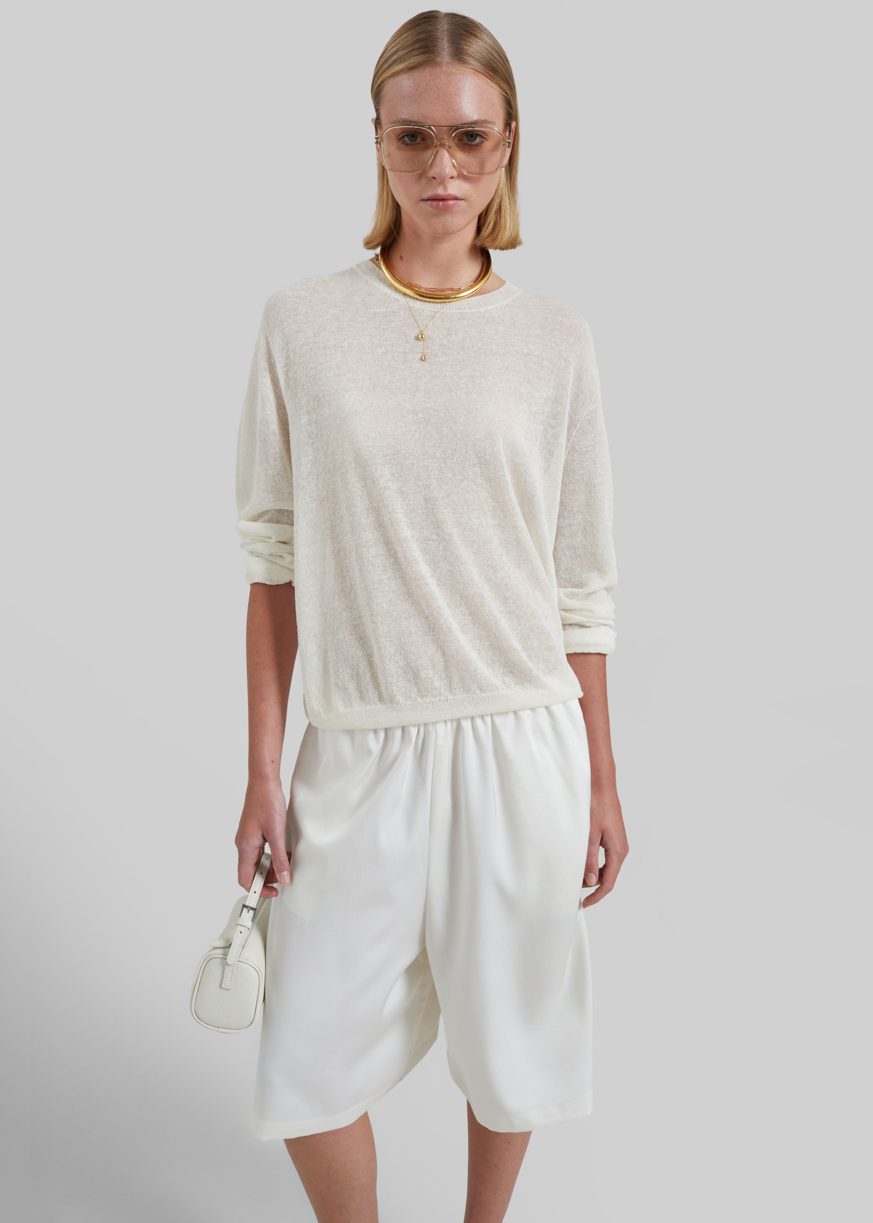 Ivrea Sheer Knit Top - Ivory - 8