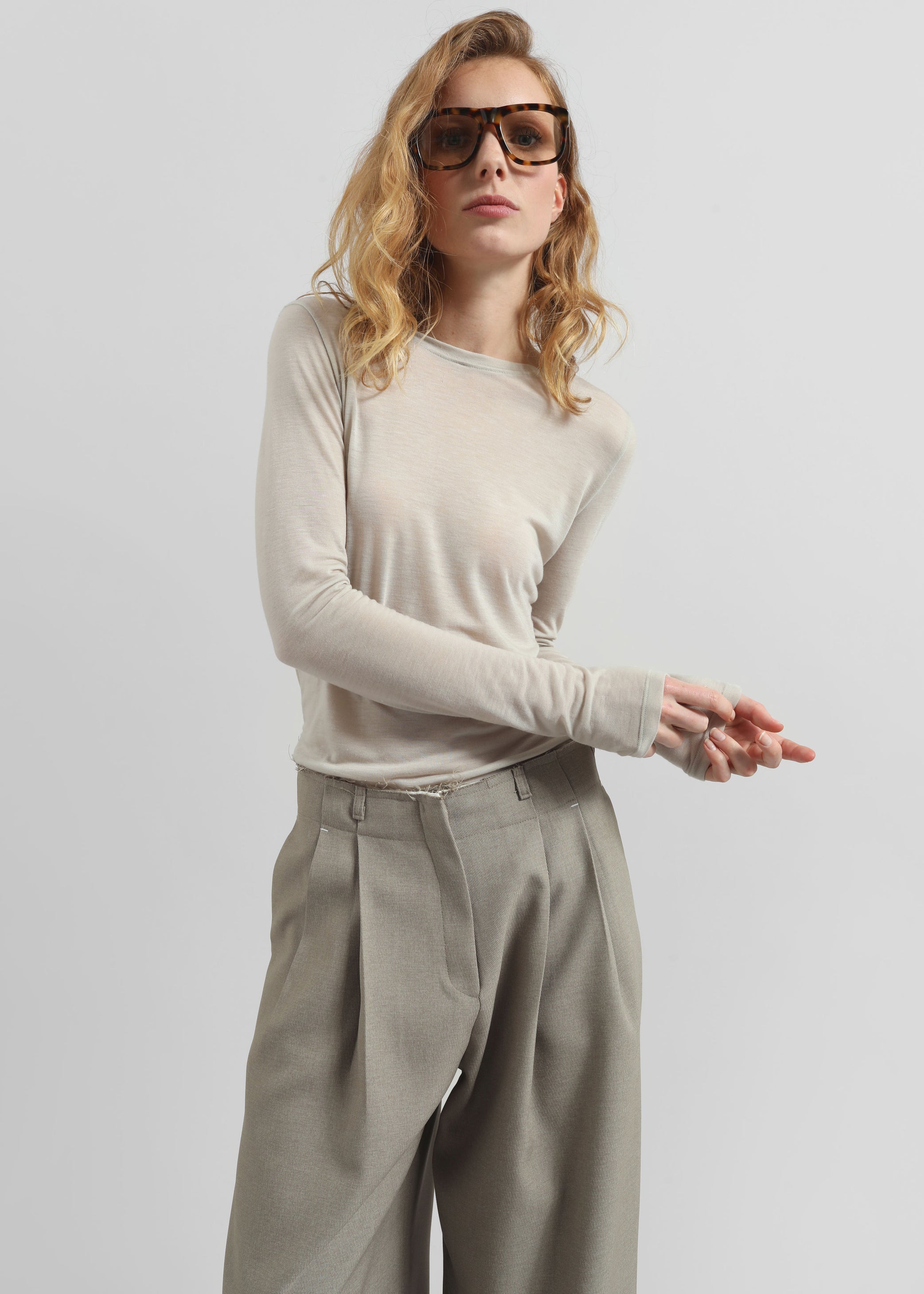 Shop the look image for Jace Sheer Tee - Light Beige