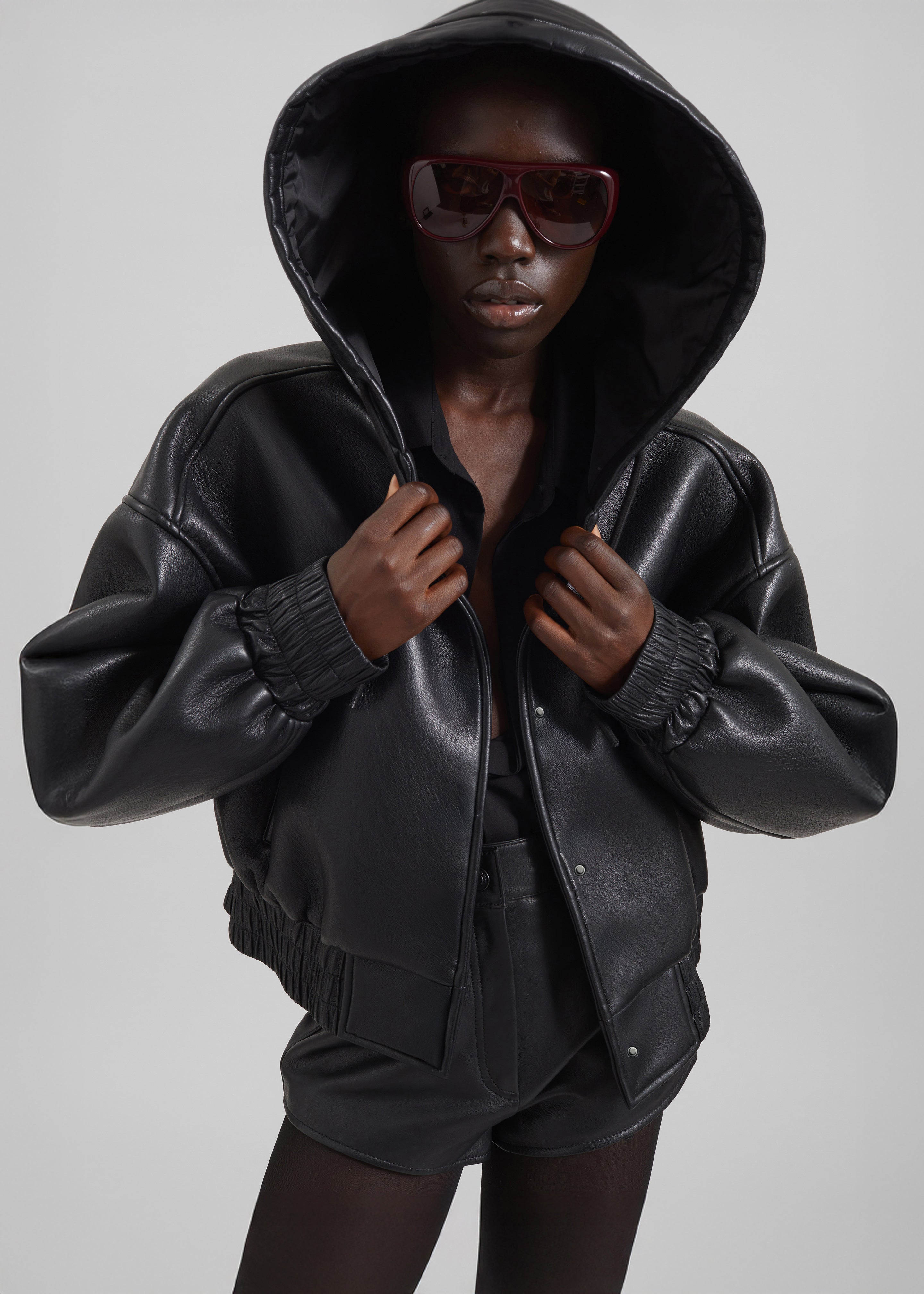 Jackson Faux Leather Bonded Bomber - Black – The Frankie Shop Europe