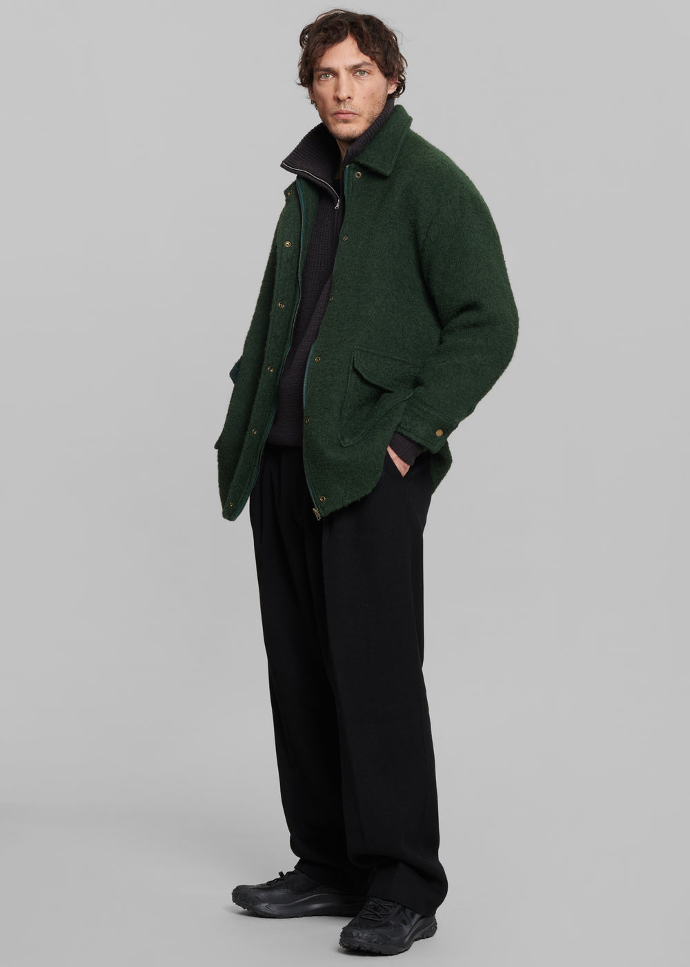 Jacob Wool Coat - Forest Green - 1