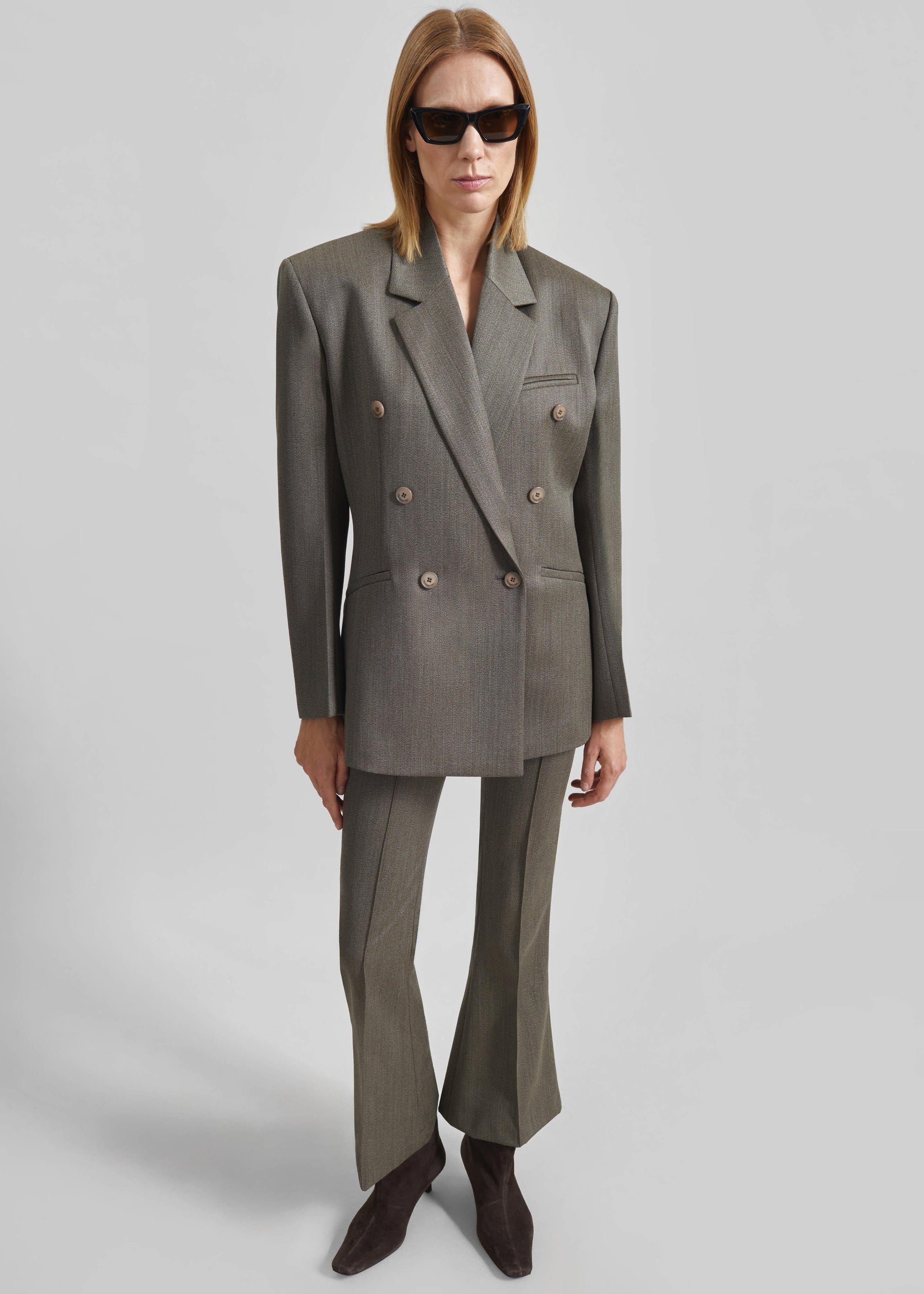 Shop the look image for Jade Wool Double-Breasted Blazer - Beige Melange