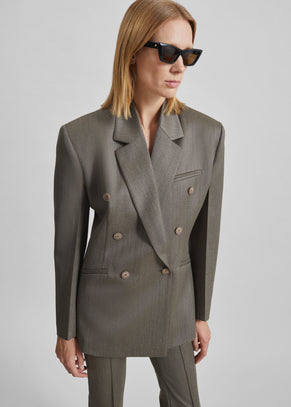 Blazer Jade doppiopetto in lana - Beige melange