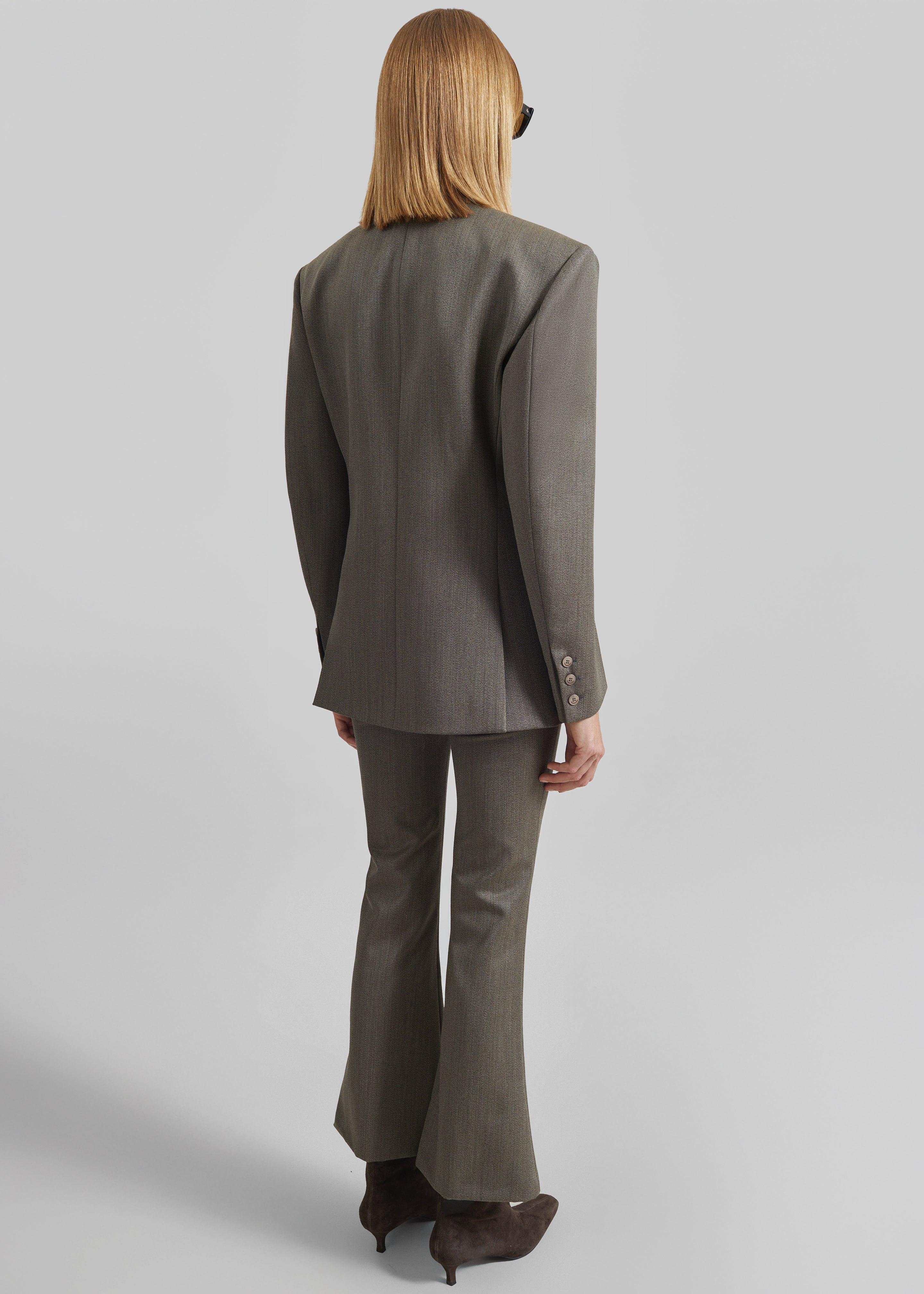 Jade Wool Double-Breasted Blazer - Beige Melange