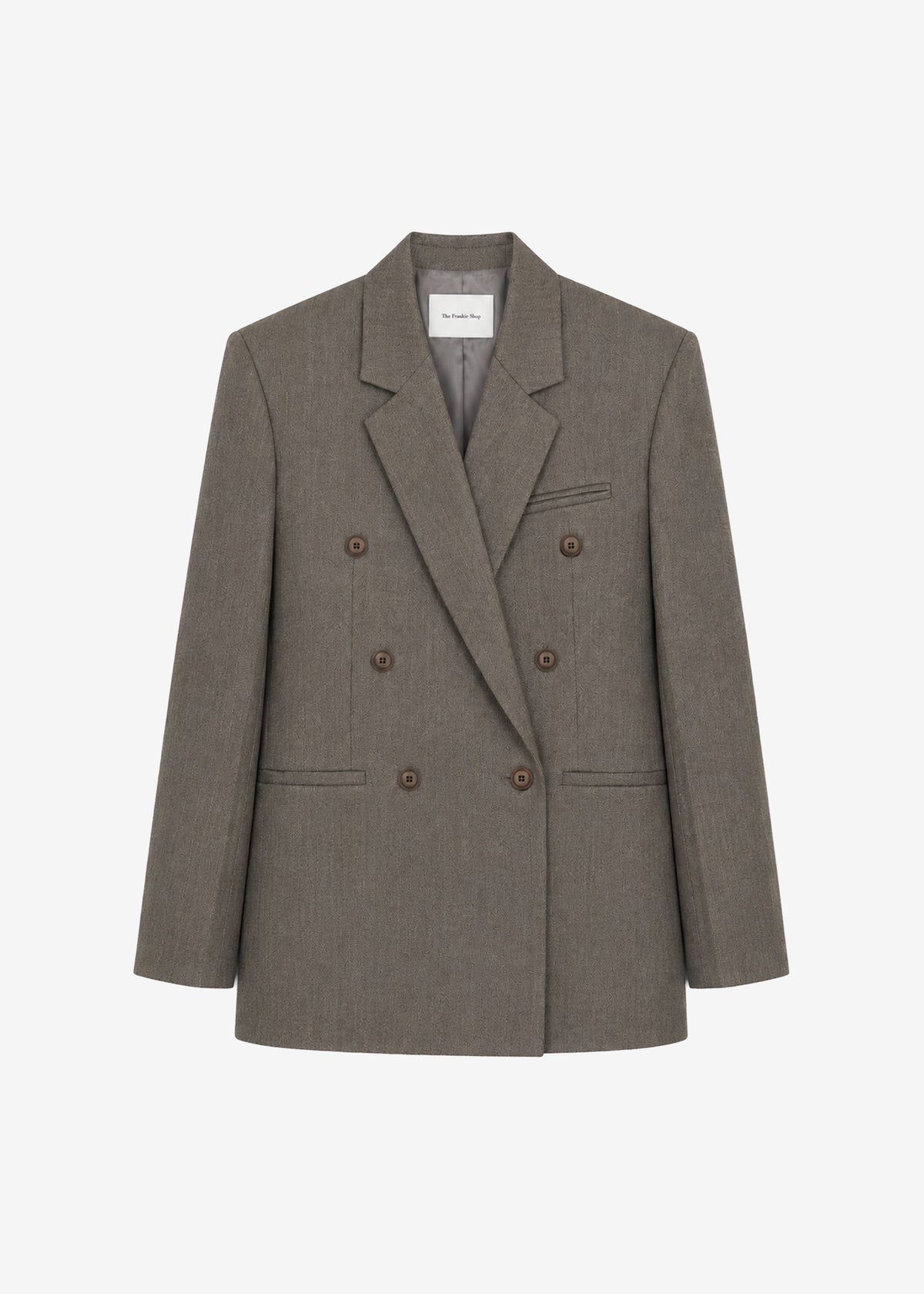 Jade Wool Double-Breasted Blazer - Beige Melange