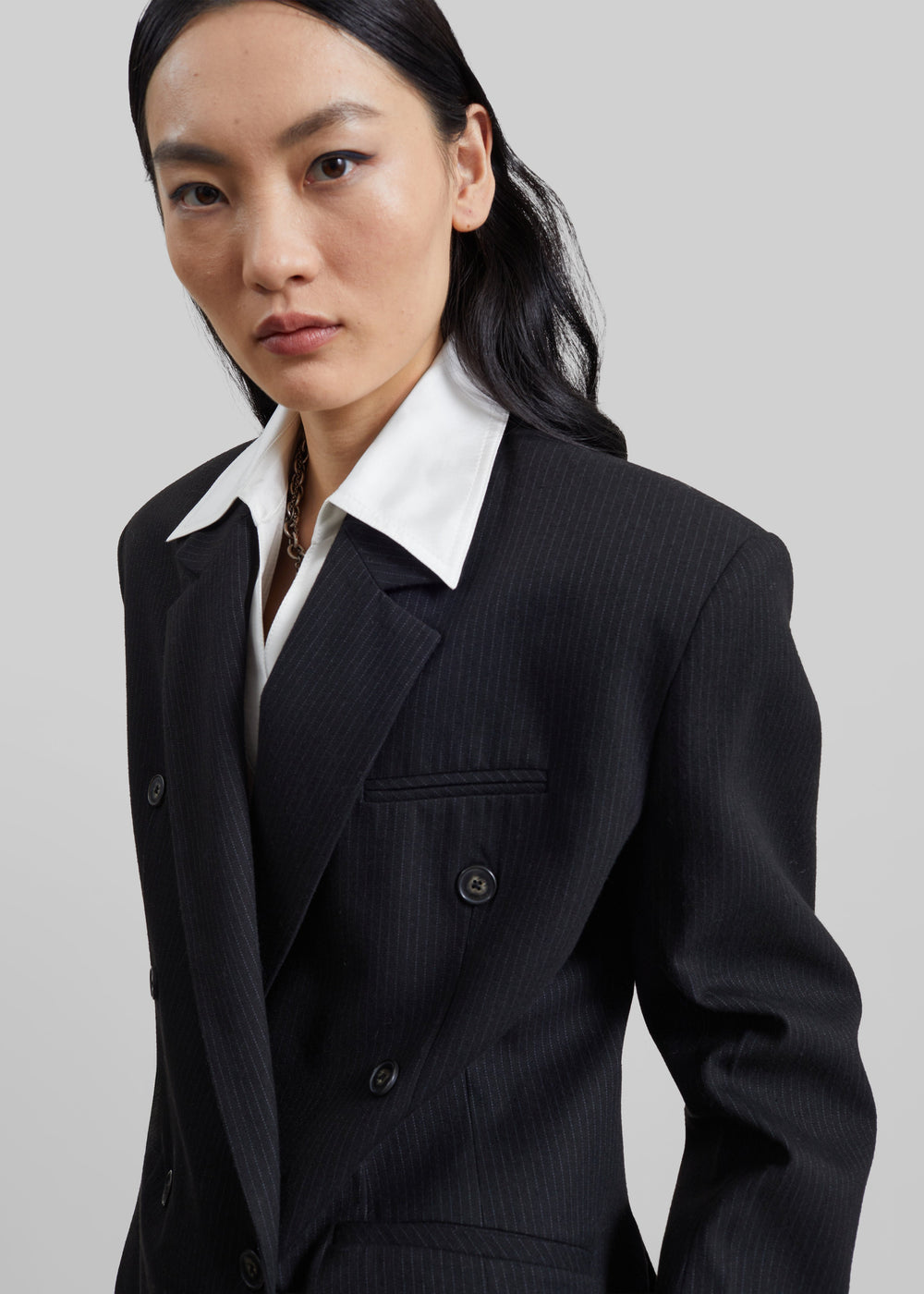 Blazer Jade à double boutonnage - Rayures noir/blanc - 1