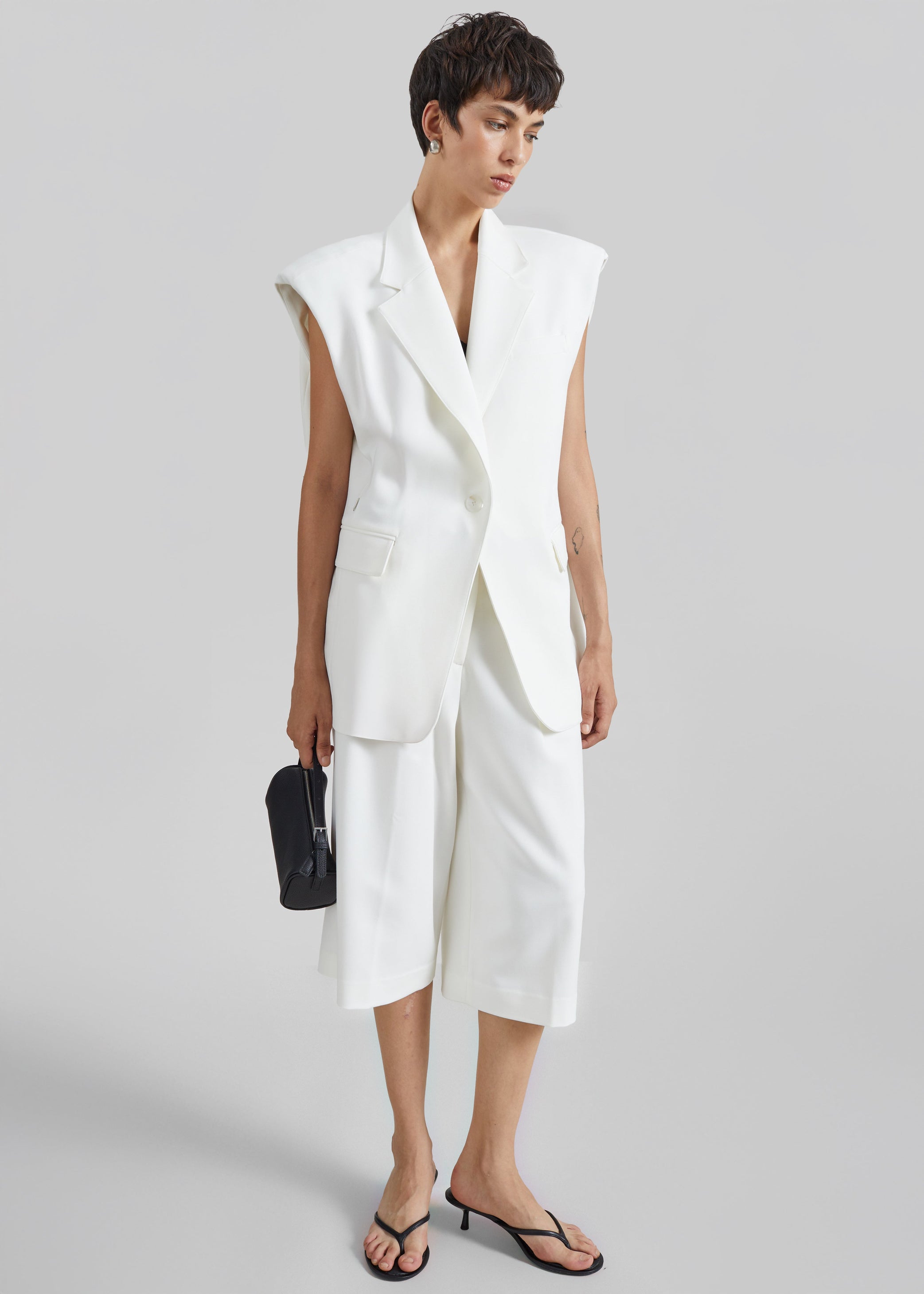 Shop the look image for Jag Pleated Bermuda Shorts - White