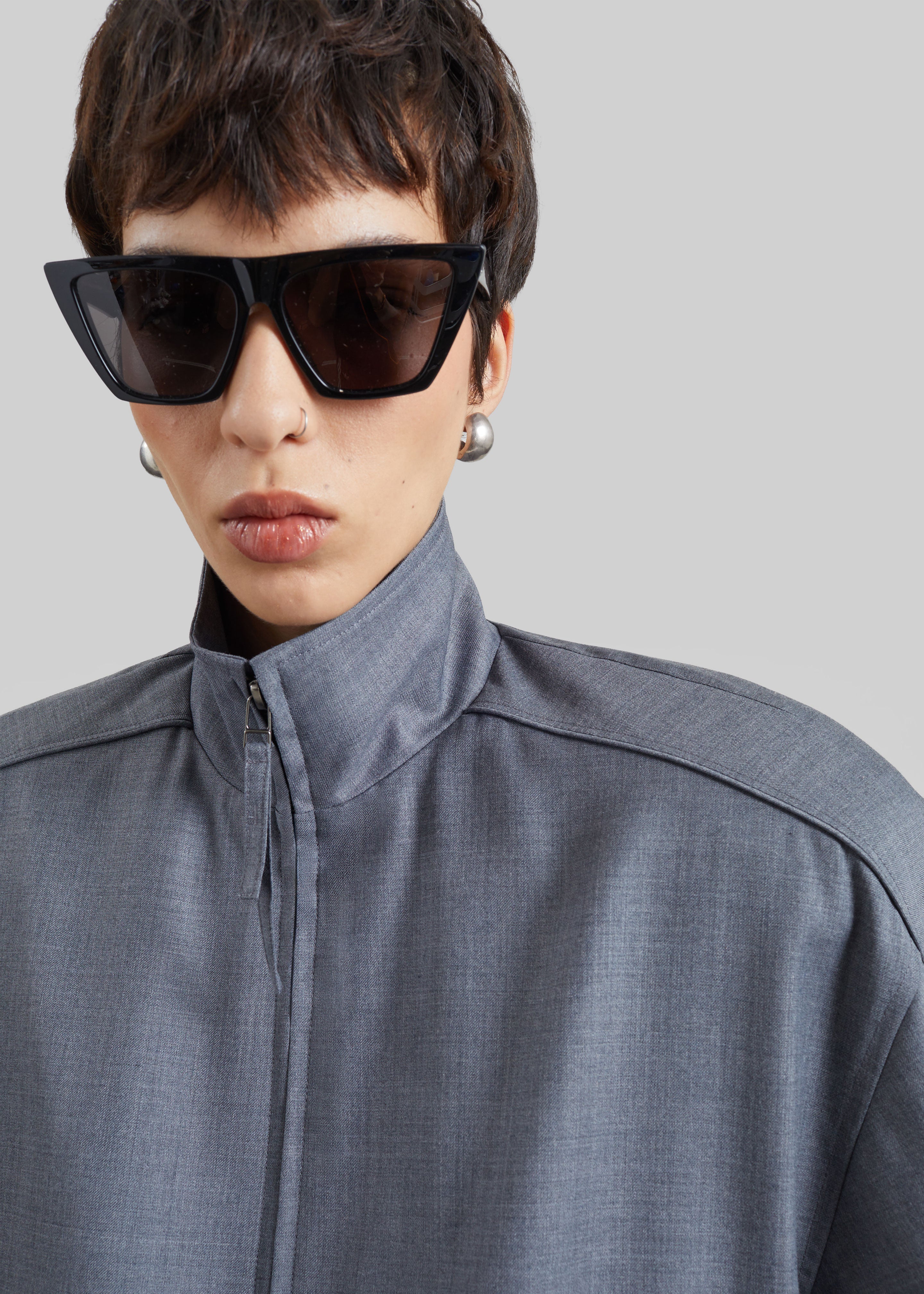 Jalen High Neck Jacket - Grey Melange - 6