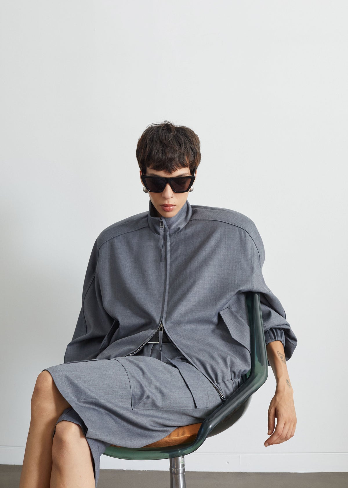 Jalen High Neck Jacket - Grey Melange - 10