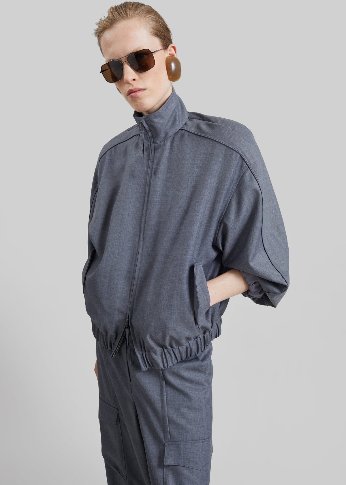 Jalen High Neck Jacket - Grey Melange - 11