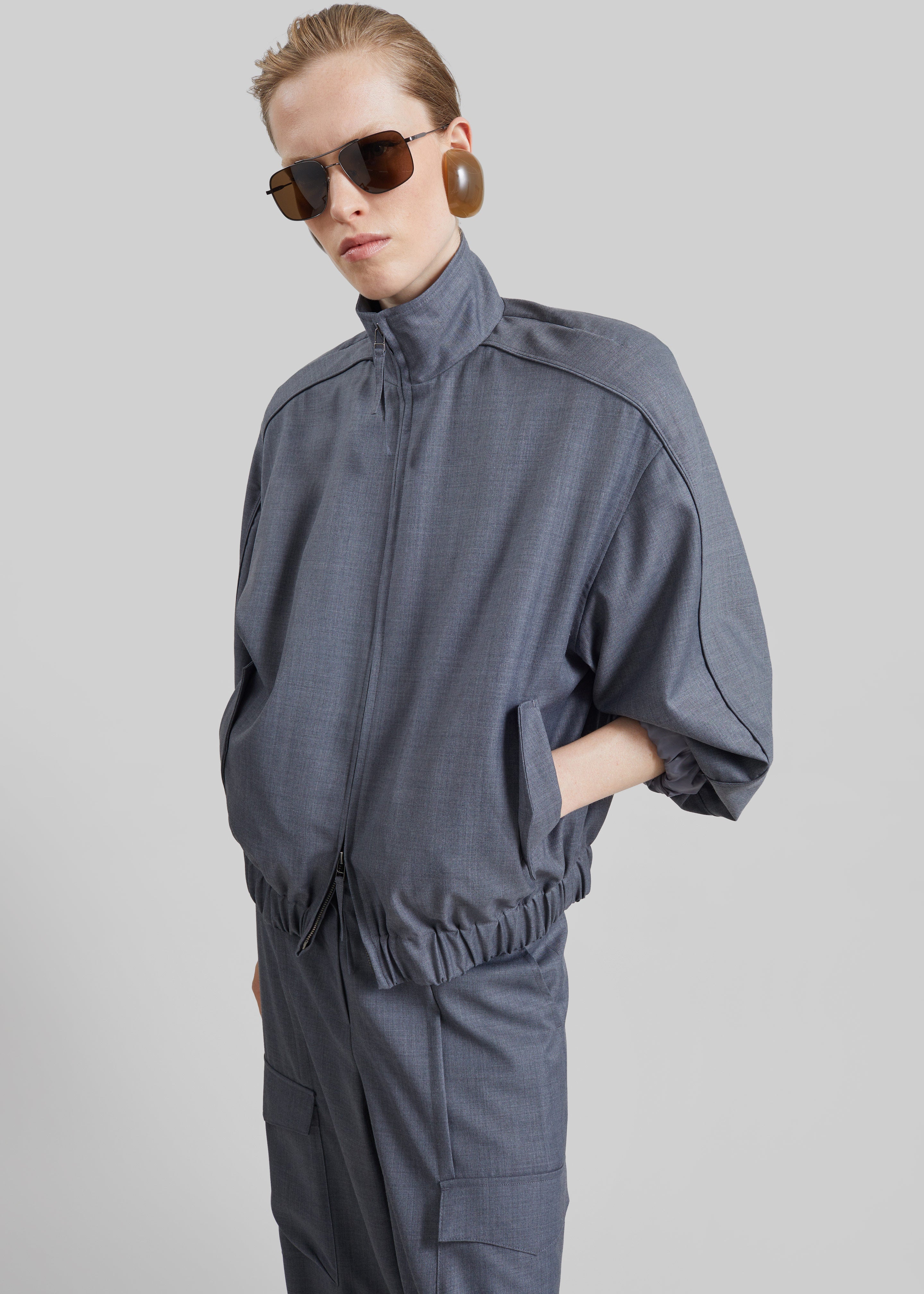 Jalen High Neck Jacket - Grey Melange - 11