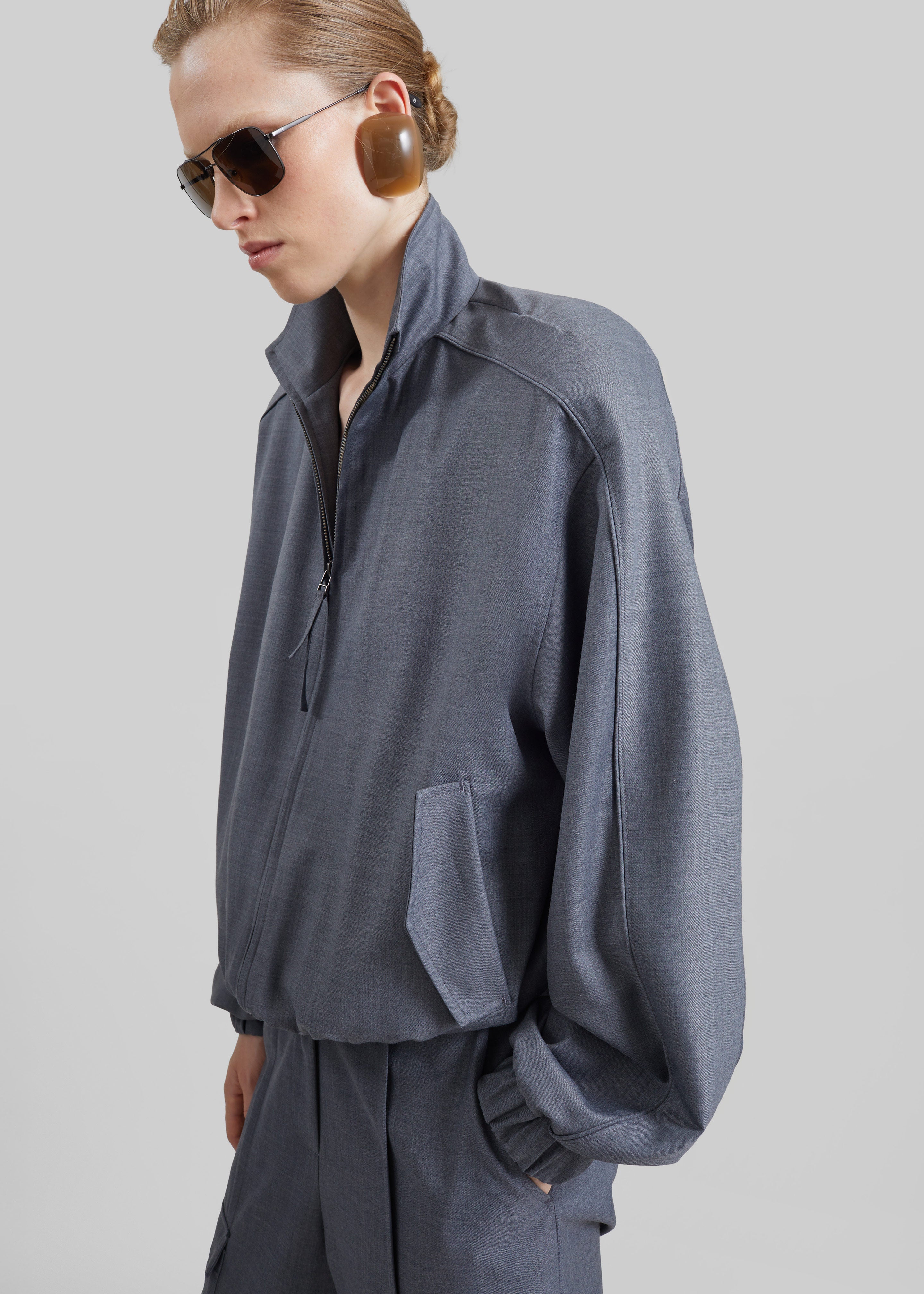 Jalen High Neck Jacket - Grey Melange - 12