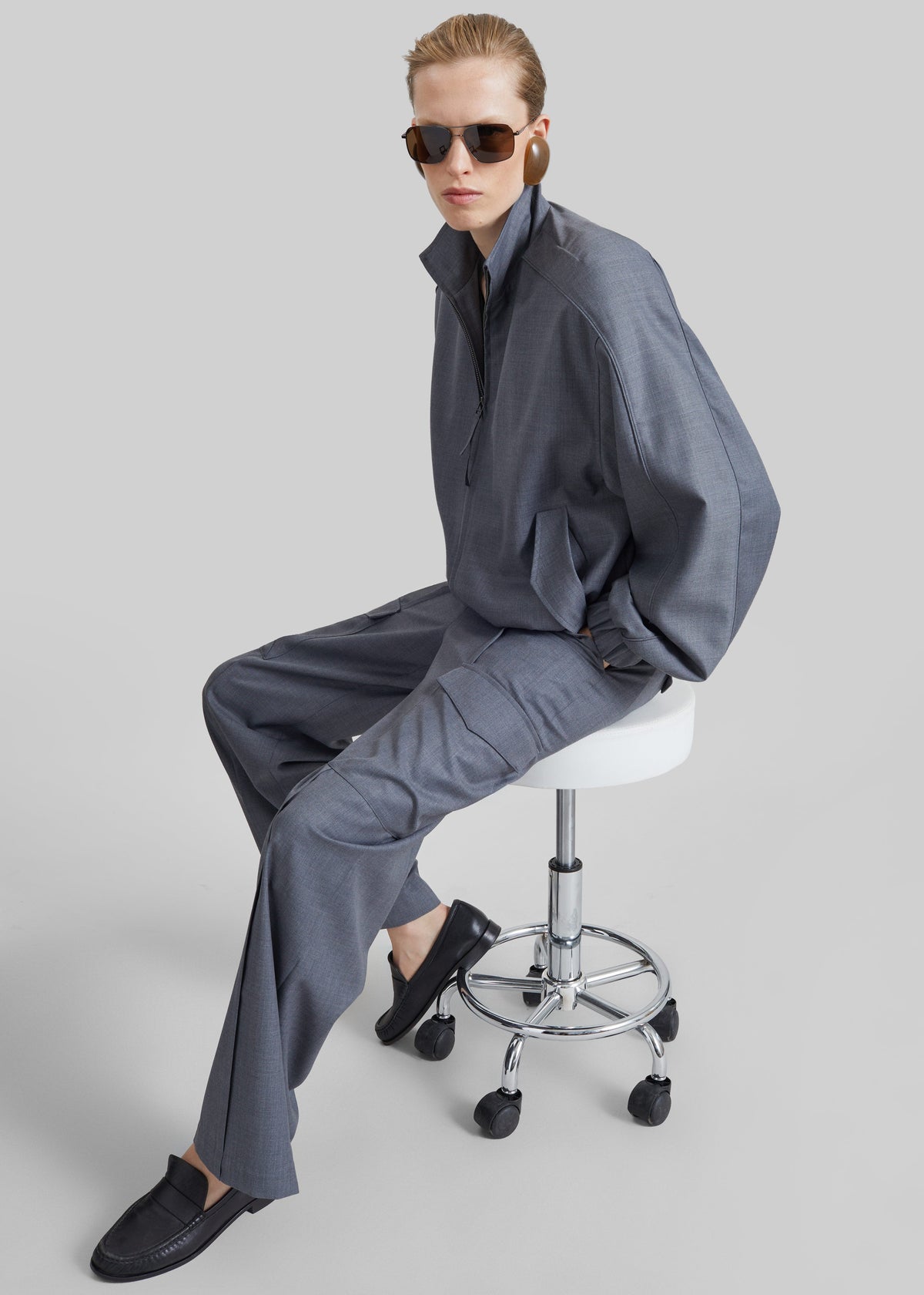 Jalen High Neck Jacket - Grey Melange - 13