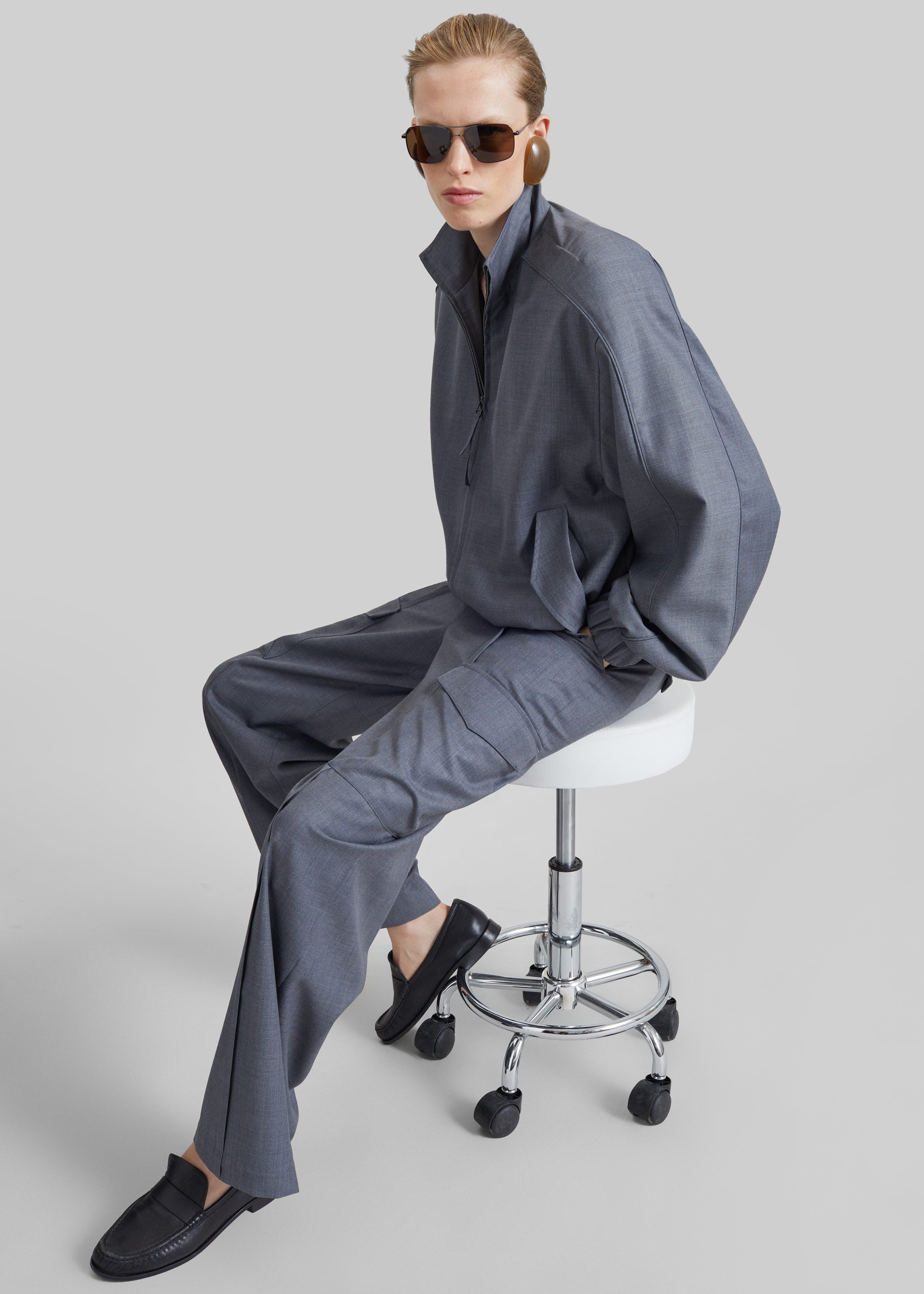 Jalen High Neck Jacket - Grey Melange - 13