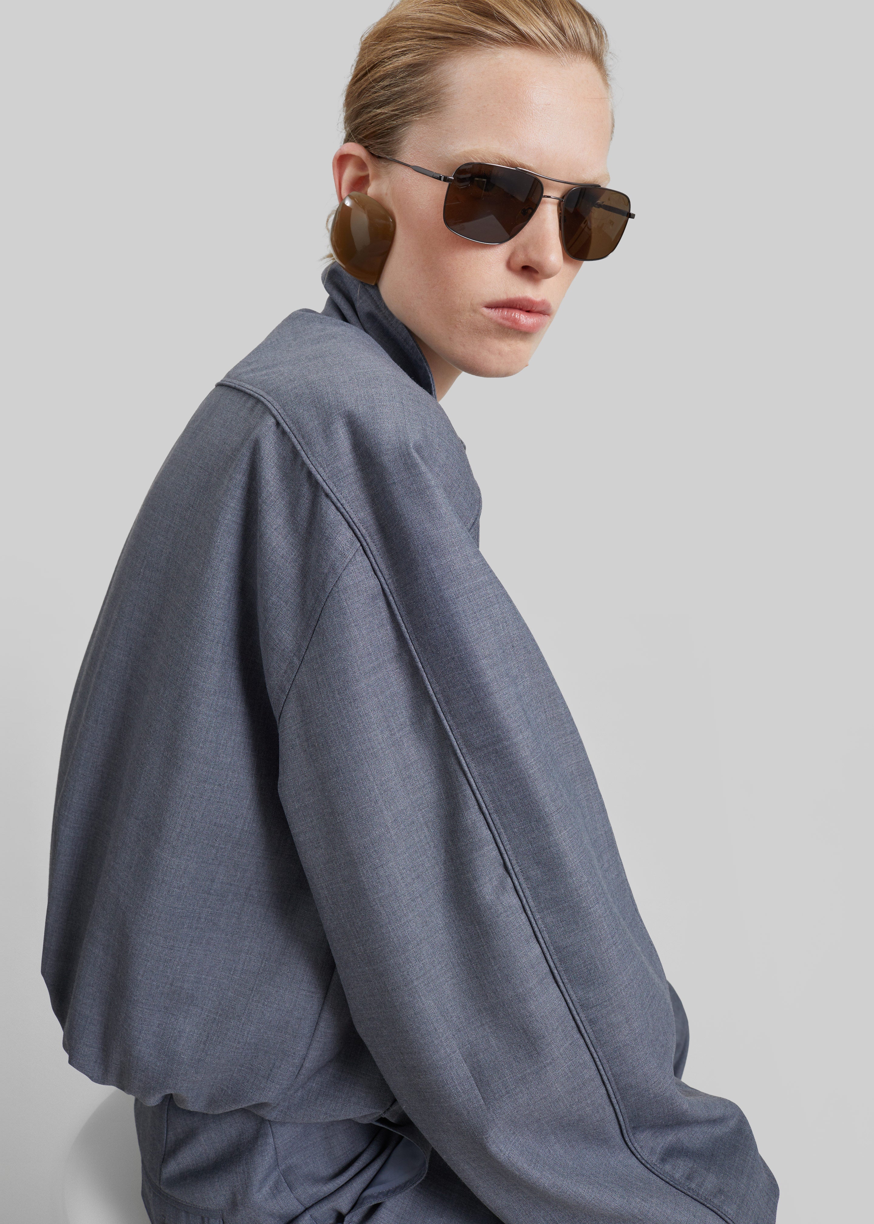 Jalen High Neck Jacket - Grey Melange - 14