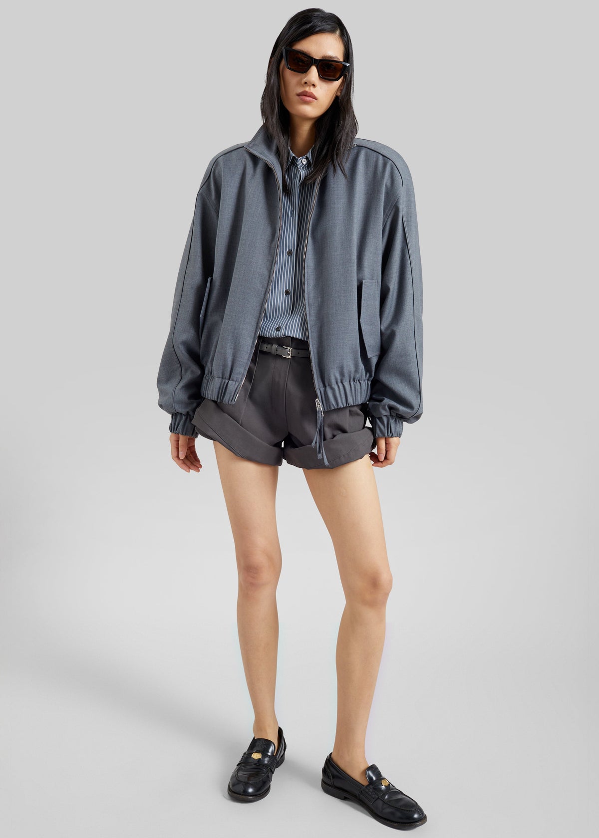 Jalen High Neck Jacket - Grey Melange - 2
