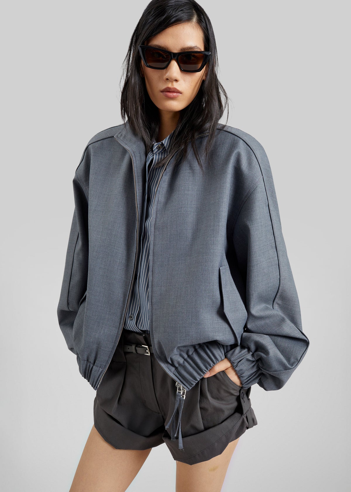 Jalen High Neck Jacket - Grey Melange - 1