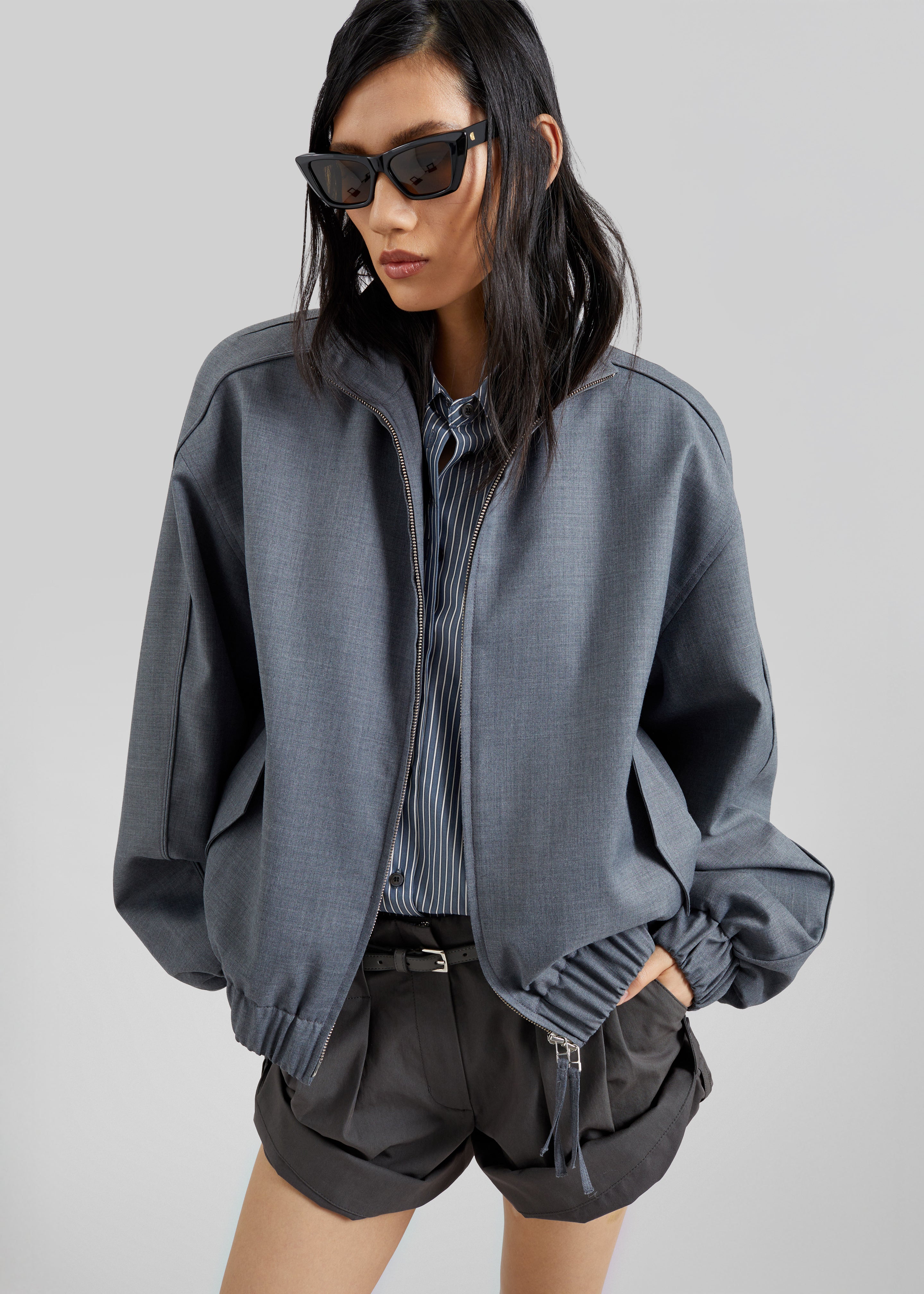 Jalen High Neck Jacket - Grey Melange - 3