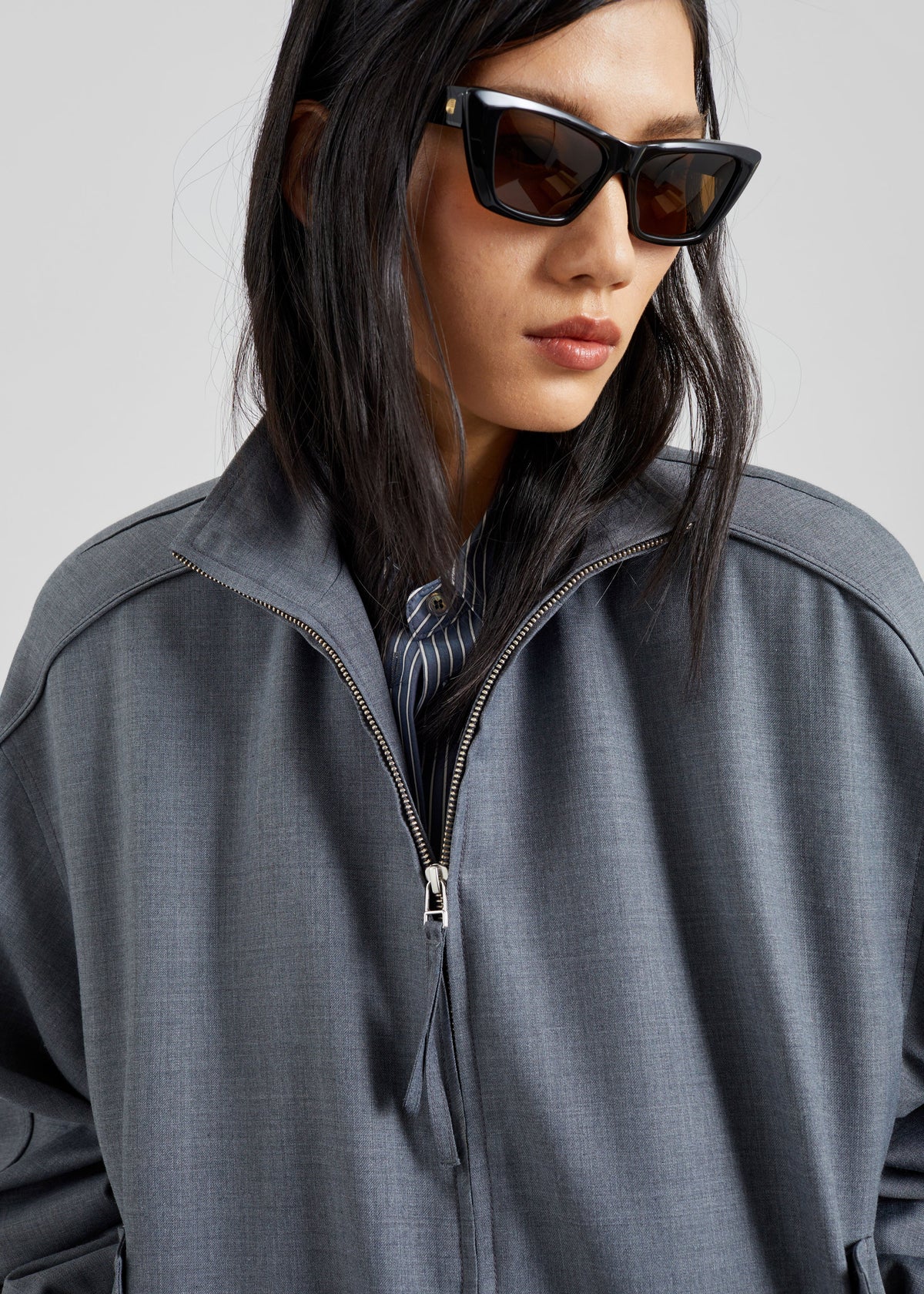Jalen High Neck Jacket - Grey Melange - 4