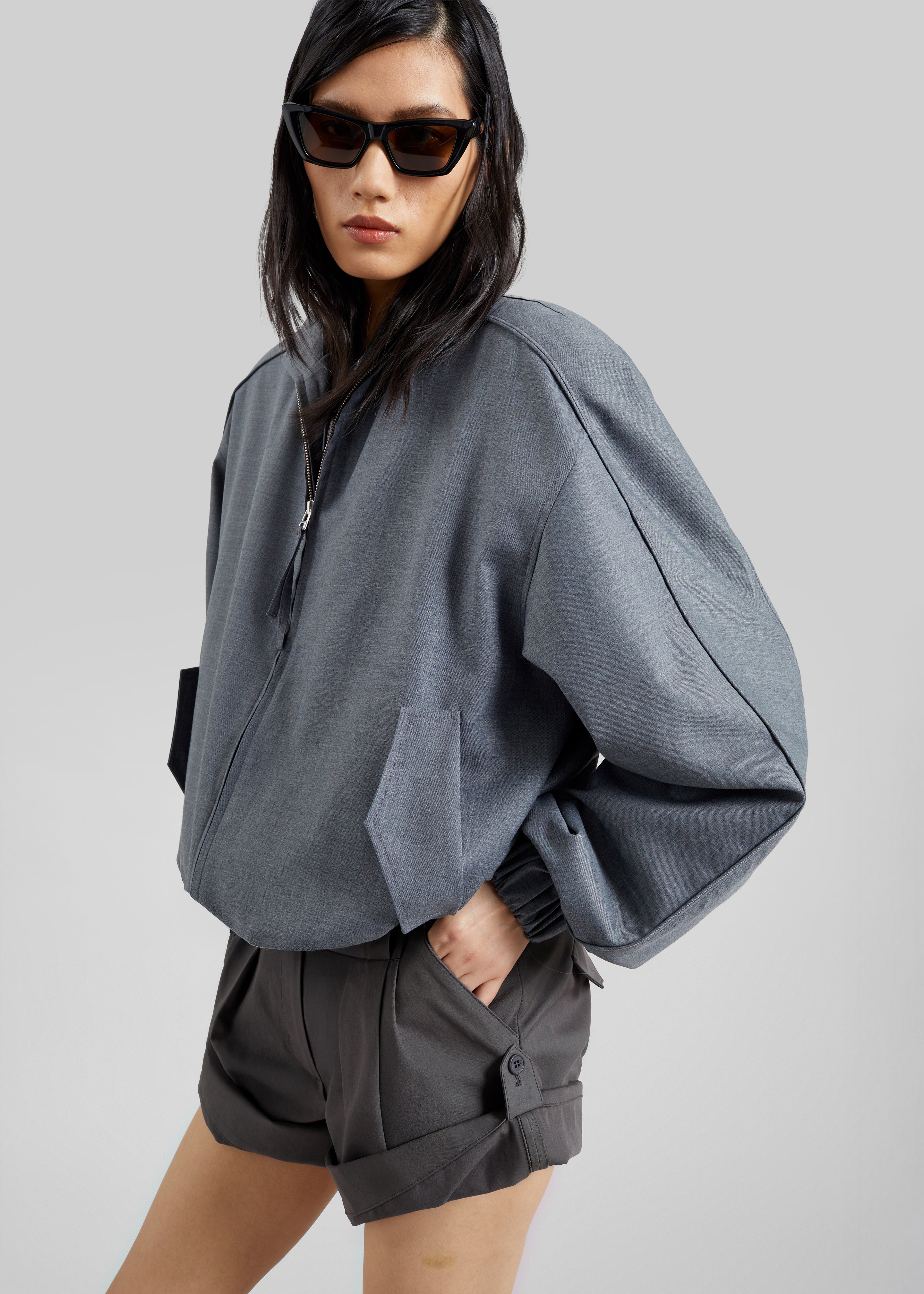 Jalen High Neck Jacket - Grey Melange - 5