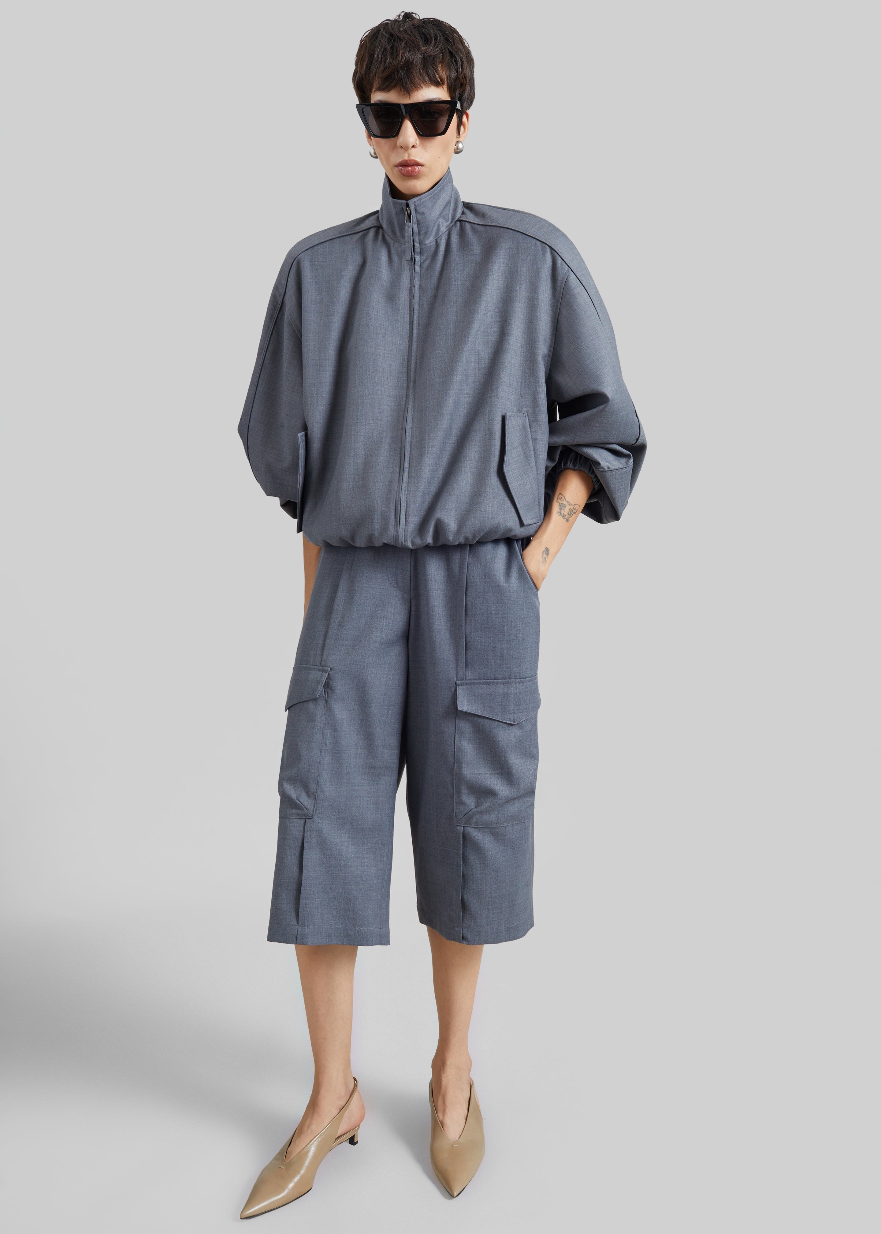 Jalen High Neck Jacket - Grey Melange - 8
