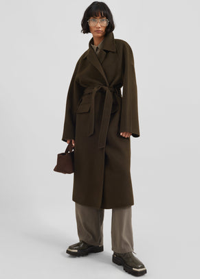 Jalhay Oversized Wool Coat - Khaki Brown