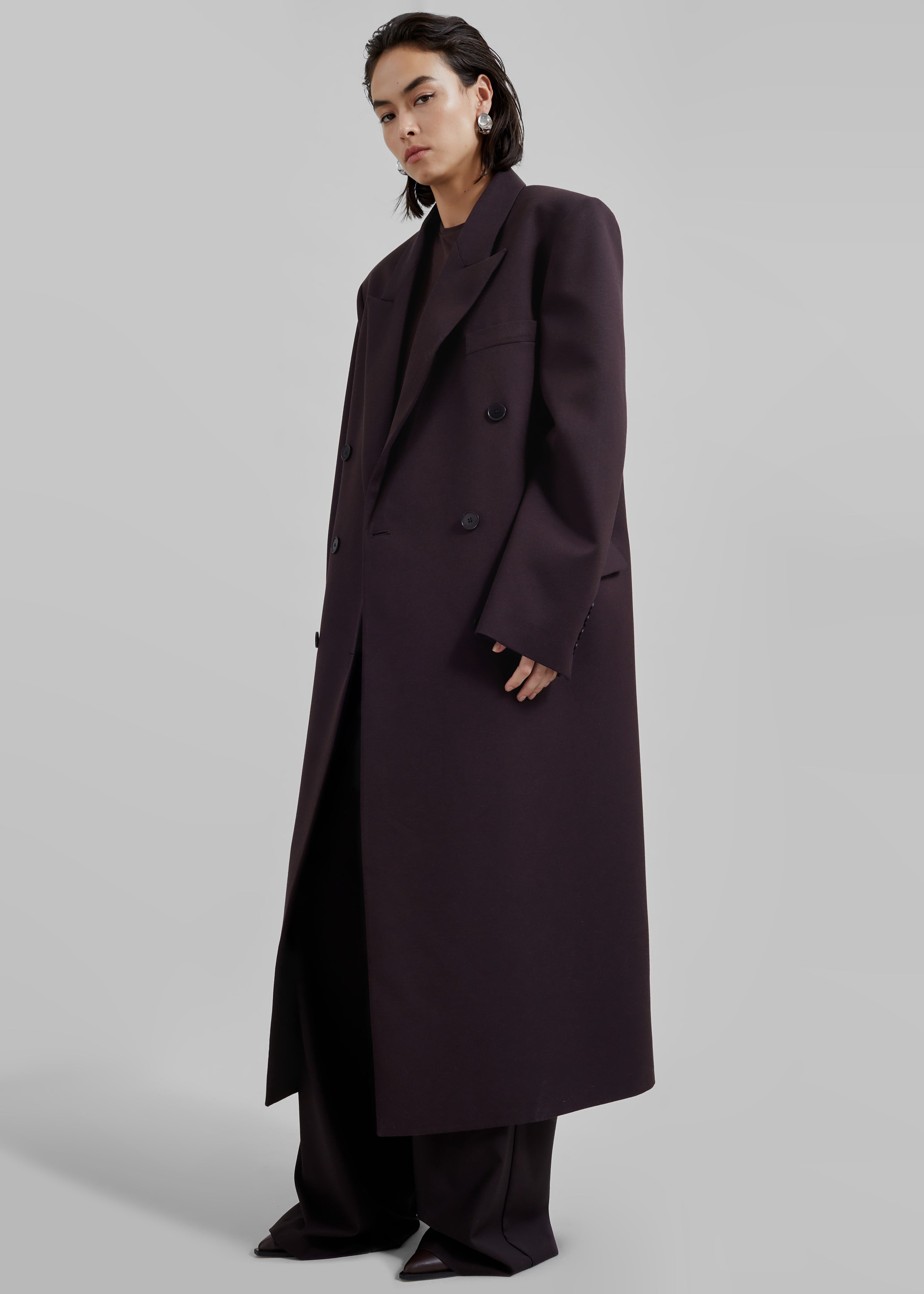 Jane Long Coat - Dark Plum - 8