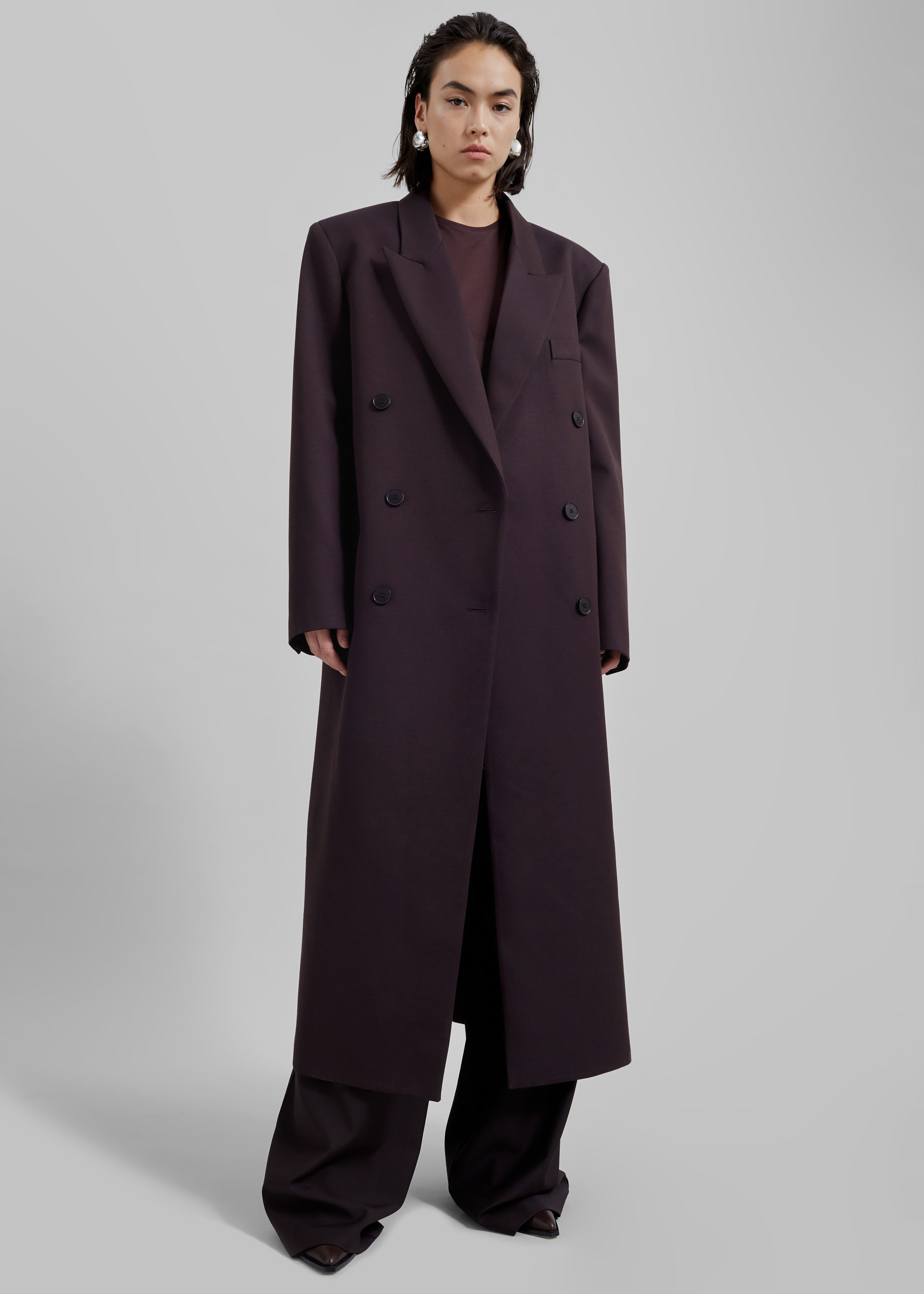 Jane Long Coat - Dark Plum - 2