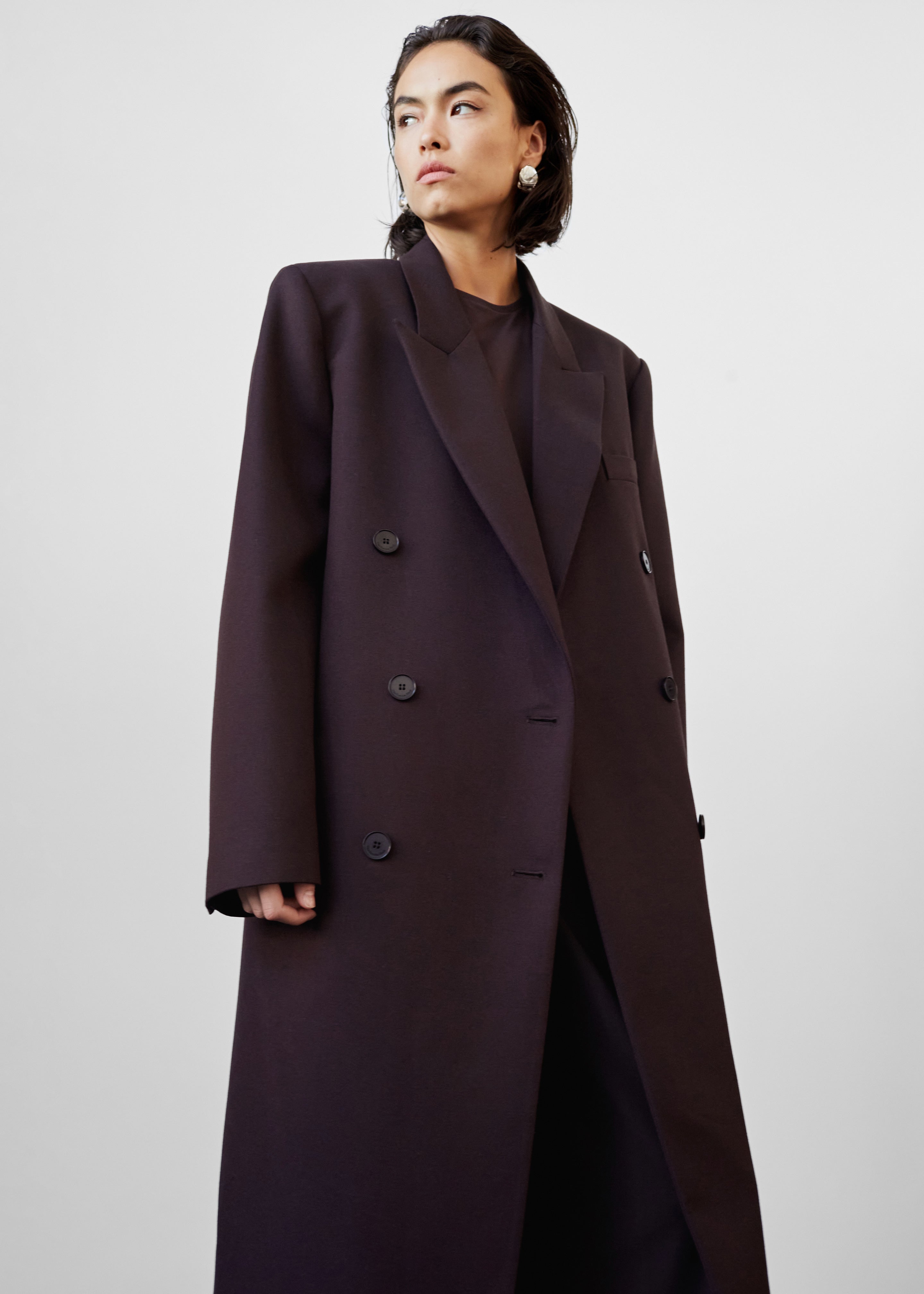 Jane Long Coat - Dark Plum - 1