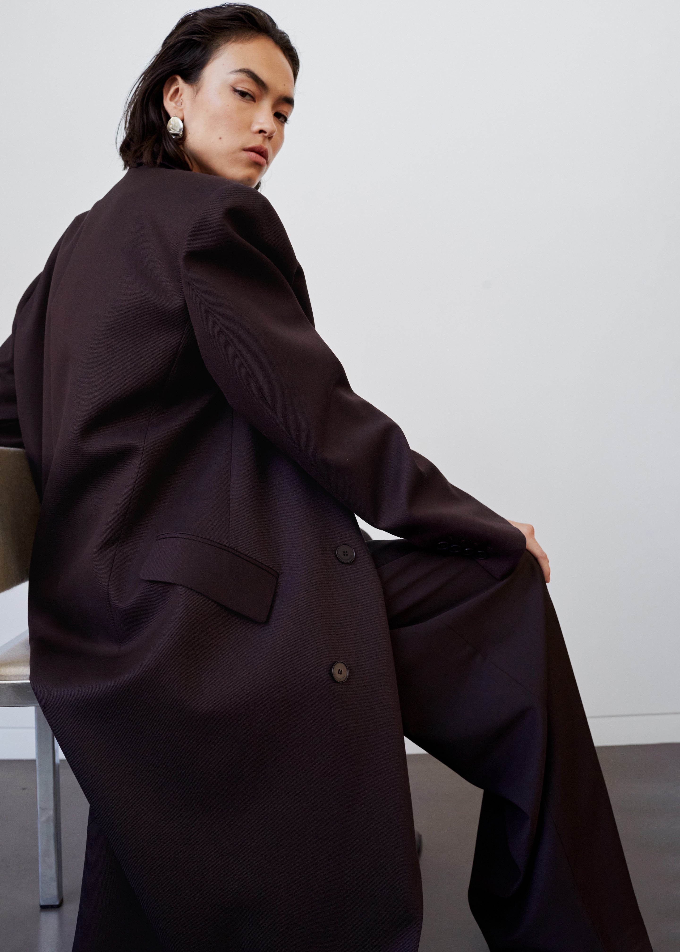 Jane Long Coat - Dark Plum - 9