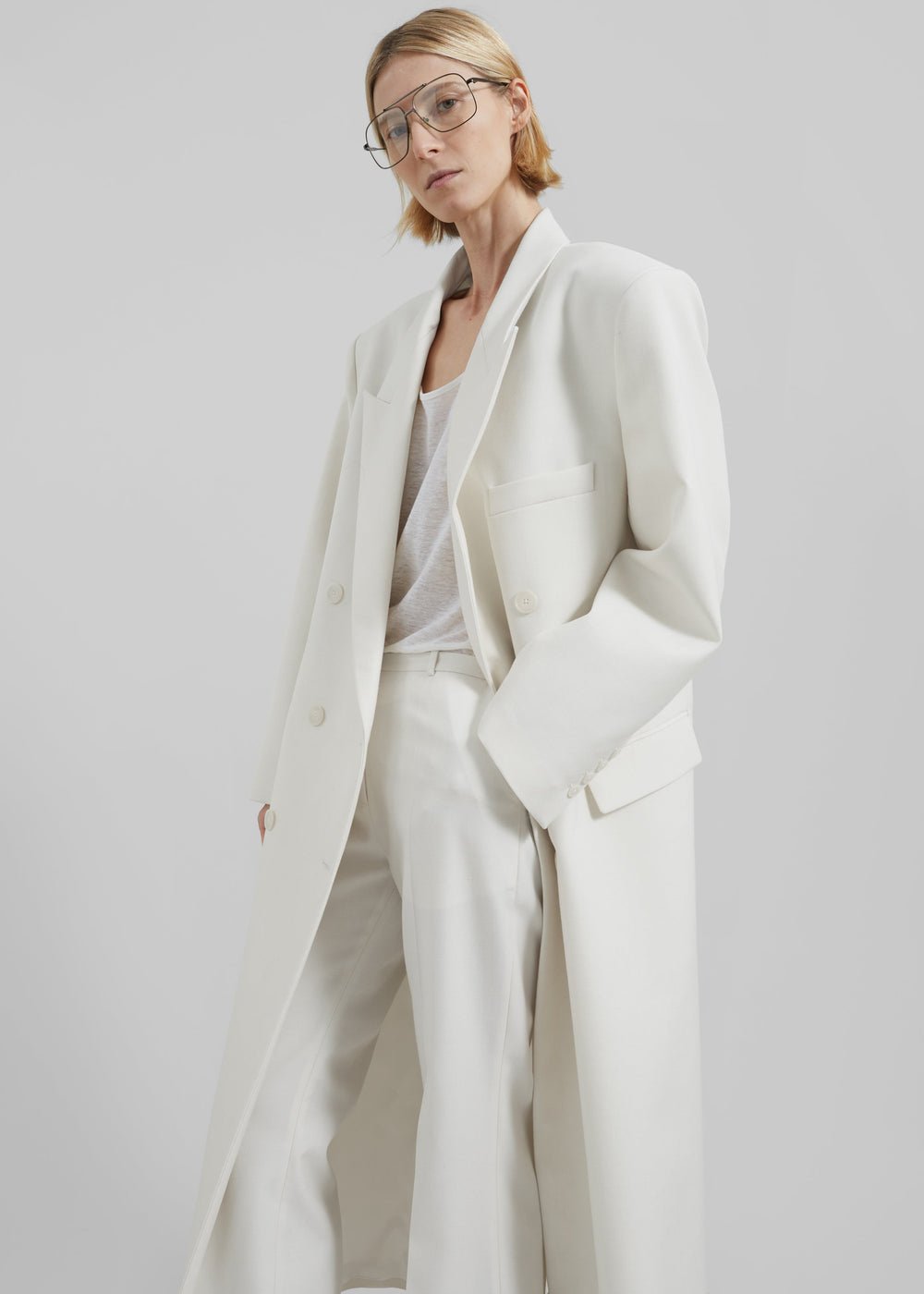 Jane Long Coat - White - 1