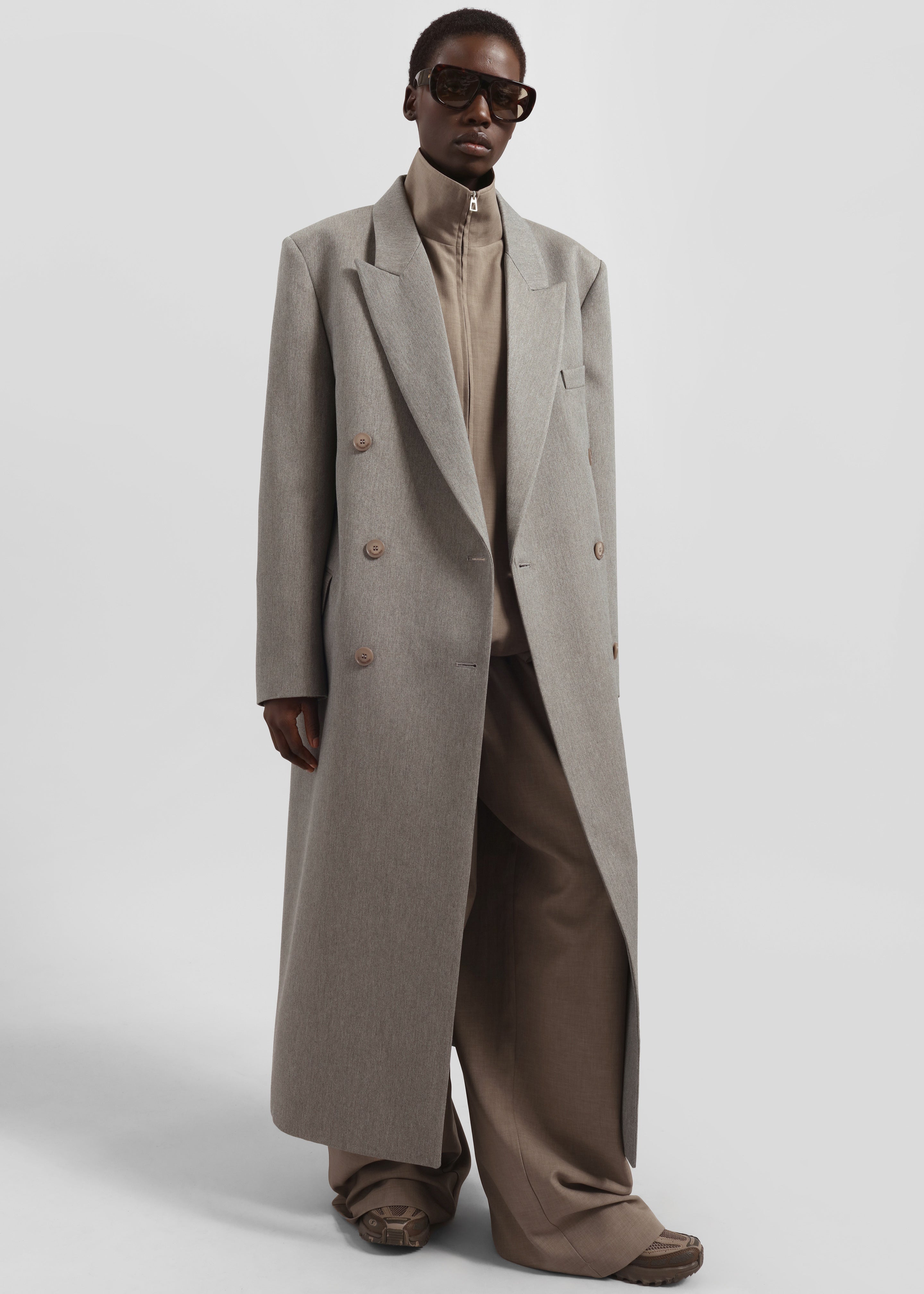 Jane Long Coat - Taupe Melange – The Frankie Shop Europe