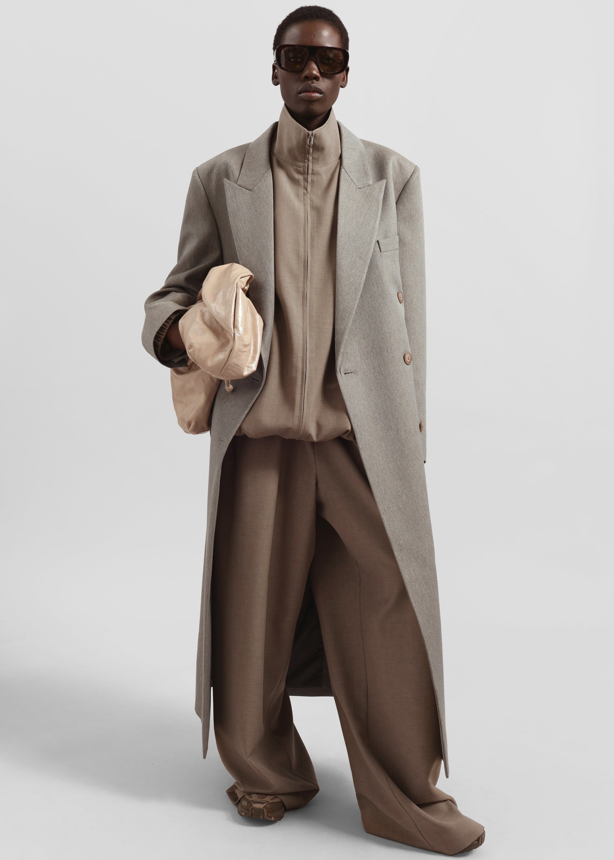 Shop the look image for Jane Long Coat - Taupe Melange