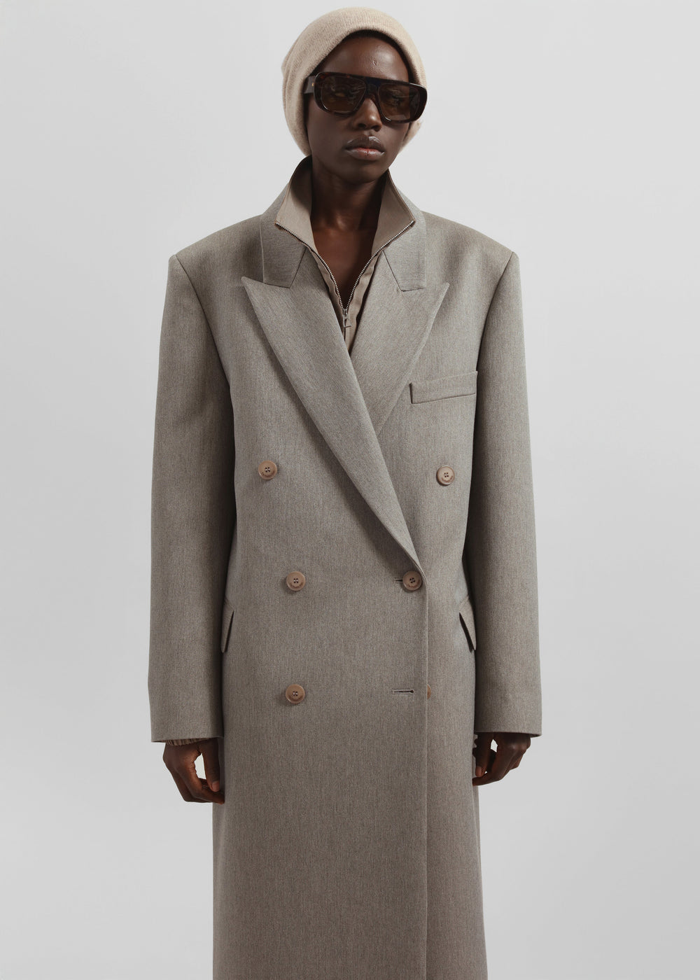 Jane Long Coat - Taupe Melange - 1