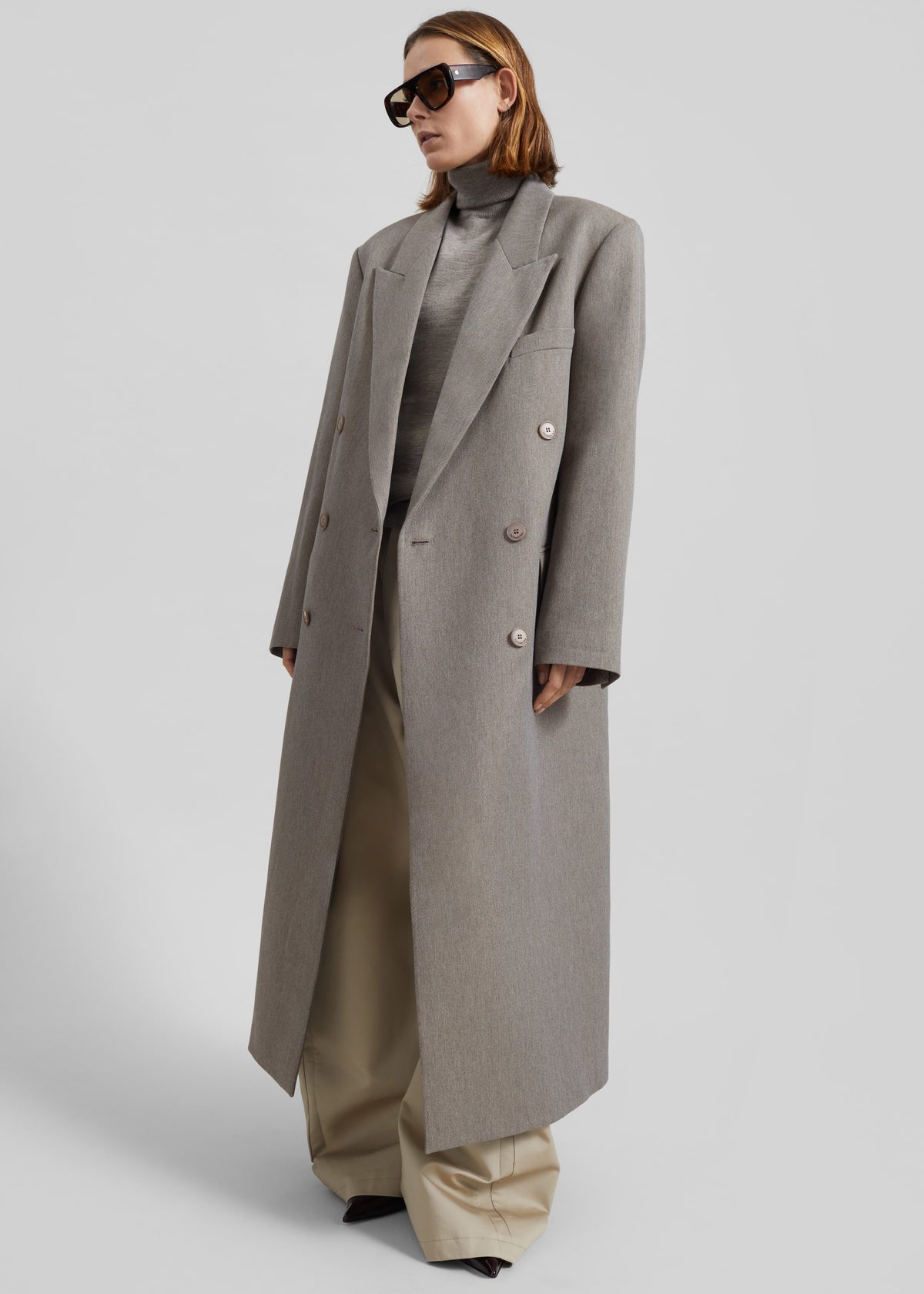 Jane Long Coat - Taupe Melange - 8