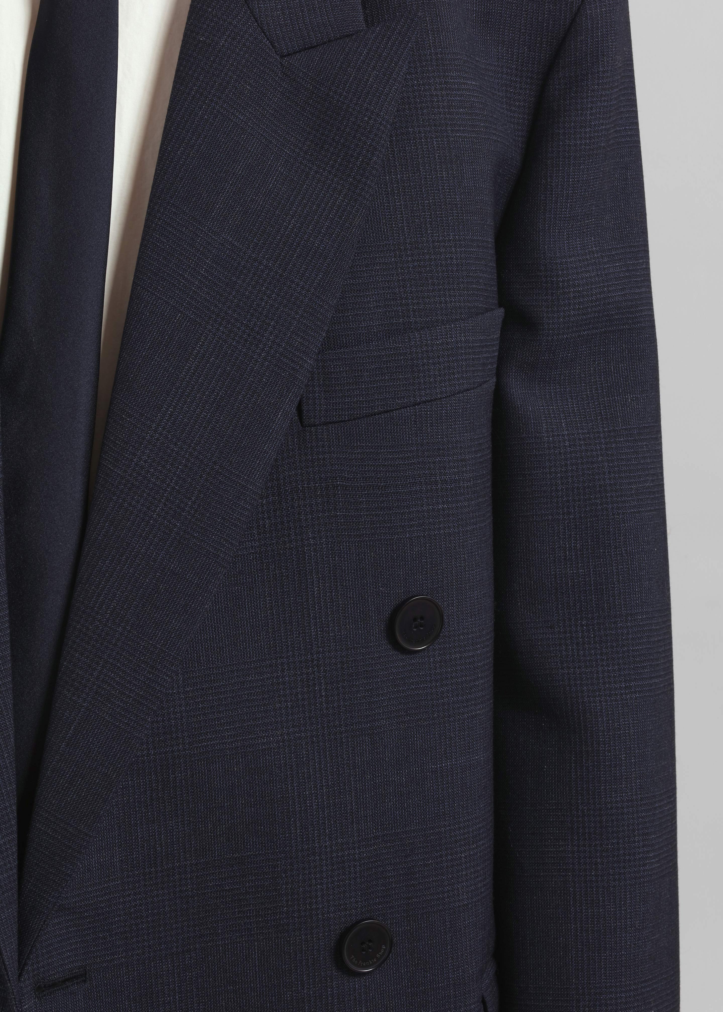 Jane Plaid Long Coat - Navy - 4