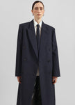 Jane Plaid Long Coat - Navy