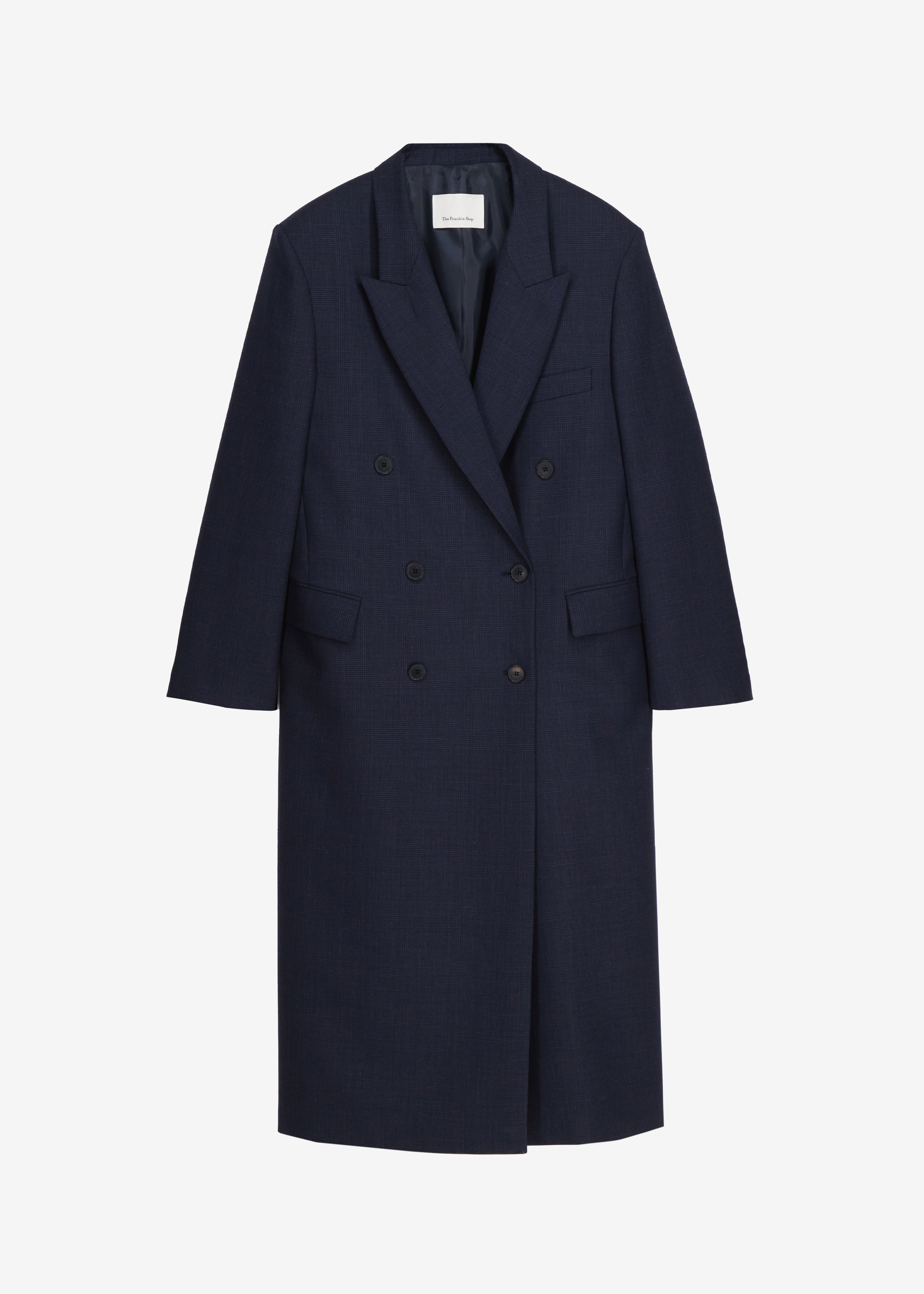 Jane Plaid Long Coat - Navy - 12