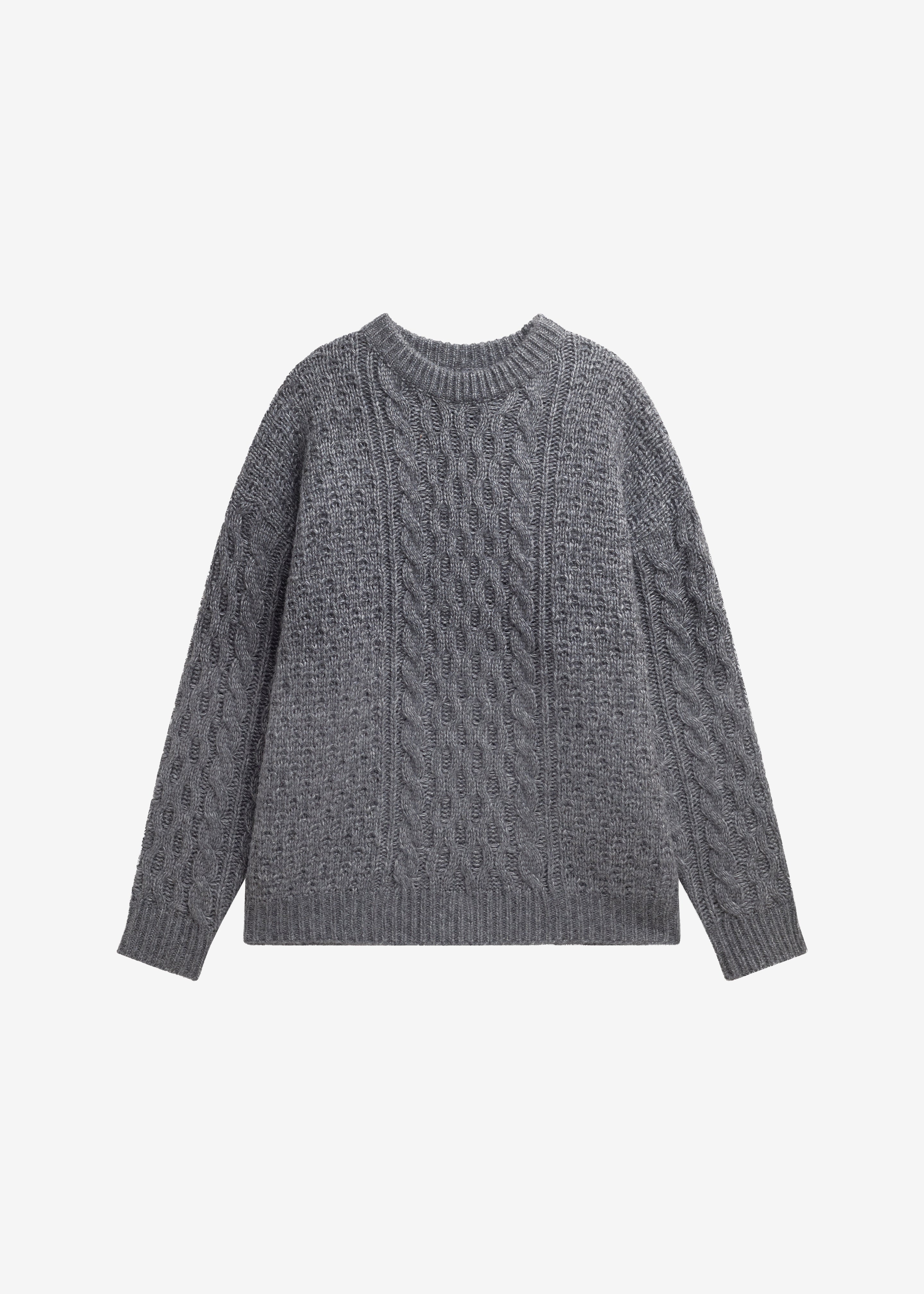 Janesen Oversized Cable Knit Sweater - Grey Melange – The Frankie