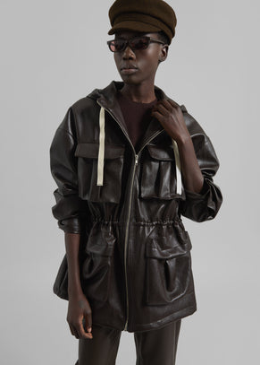 Jasper Faux Leather Jacket - Brown