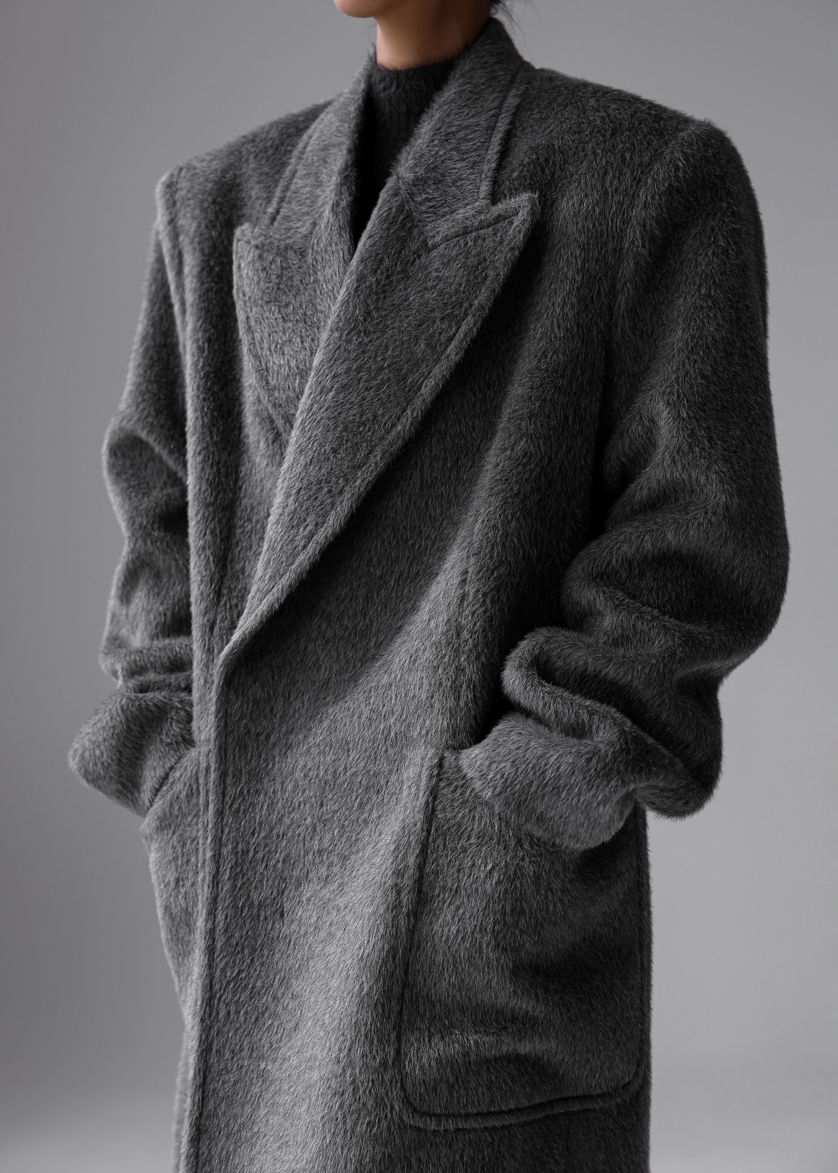 Jaylene Oversized Wool Coat - Grey - 8