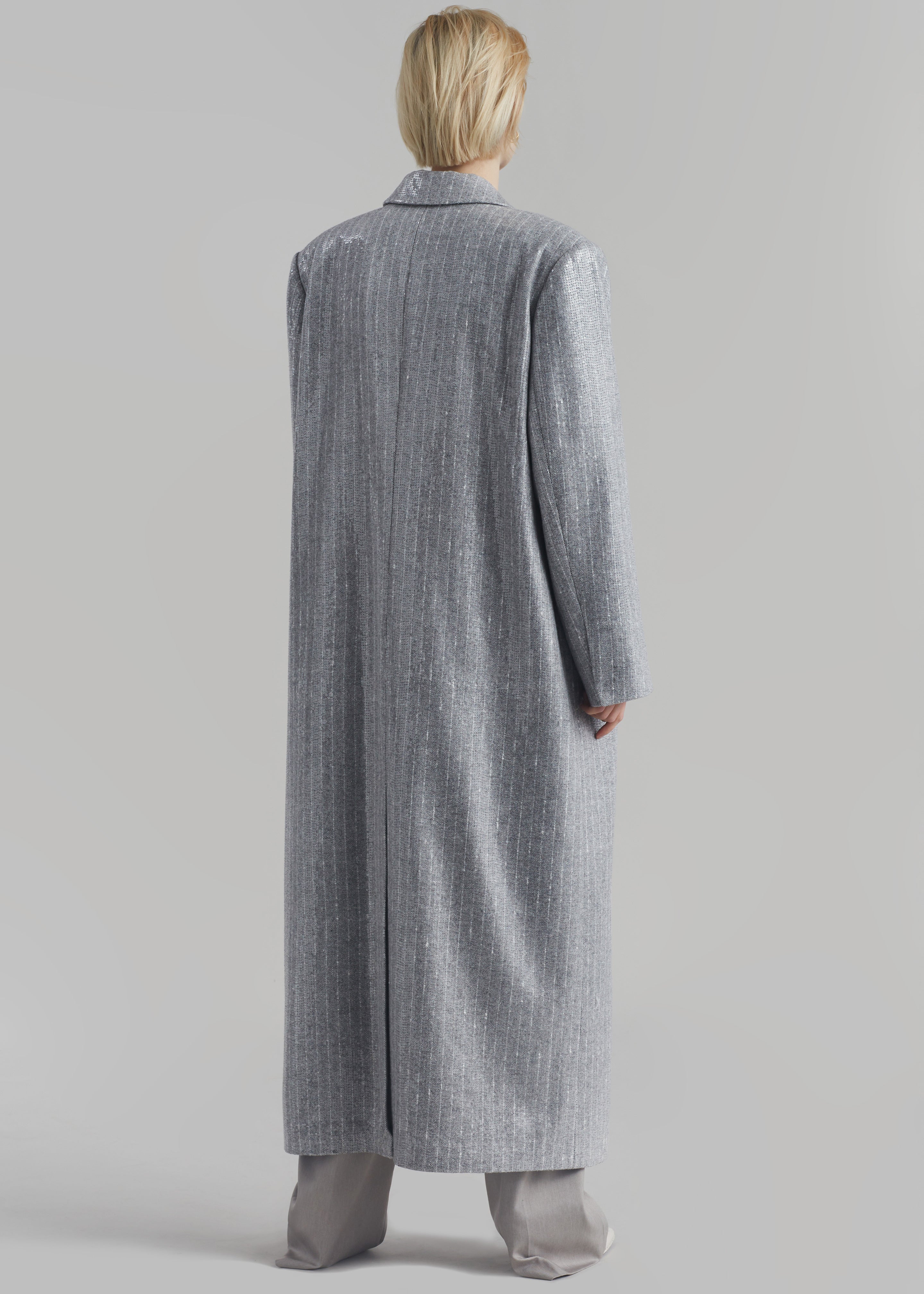 Jennifer Sequins Coat - Grey/White Stripe - 8