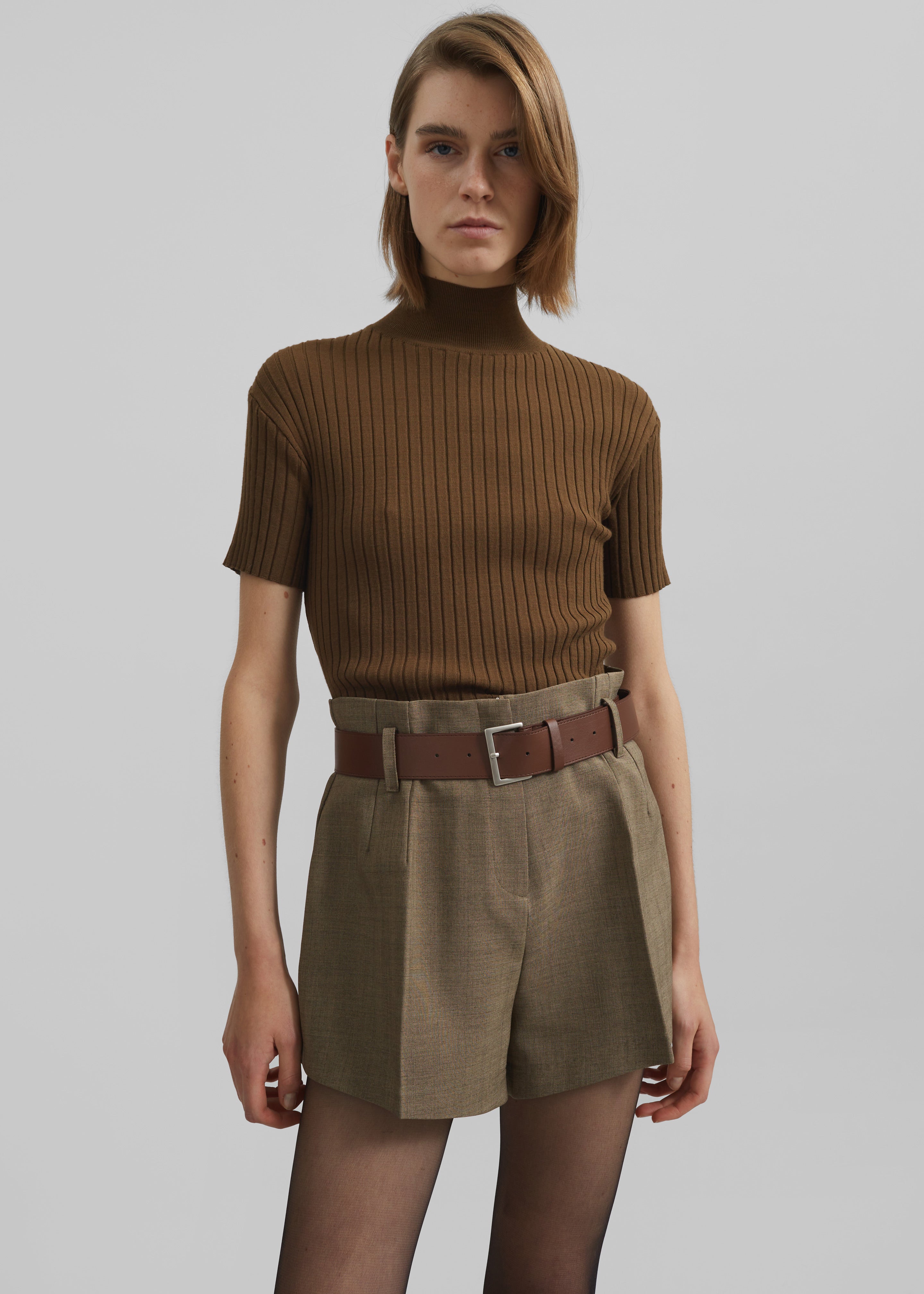 Jennis Turtleneck Top - Olive Brown - 5