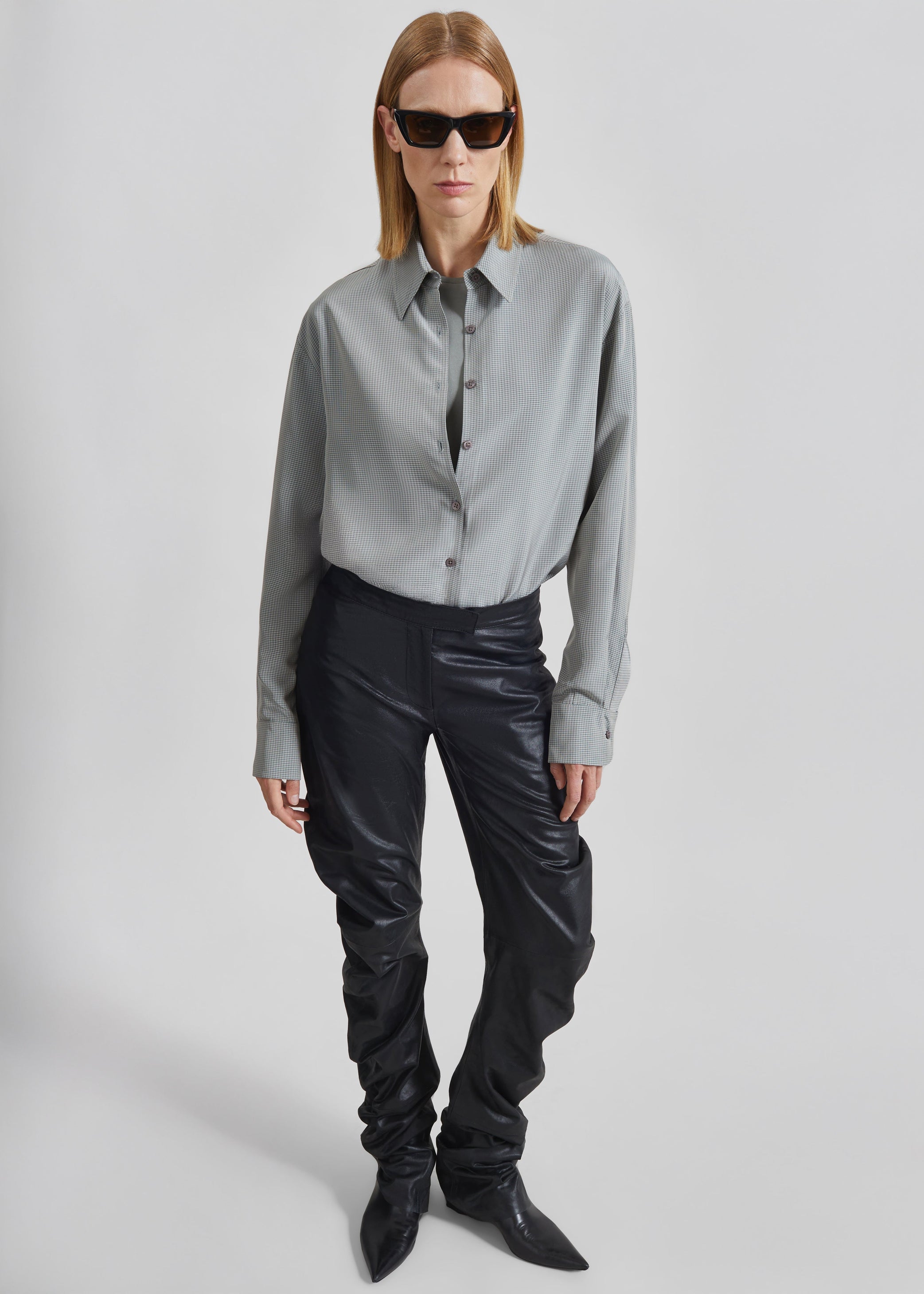 Shop the look image for Jessa Leather Ruched Pants - Black