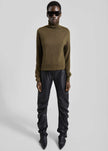 Jessa Leather Ruched Pants - Black