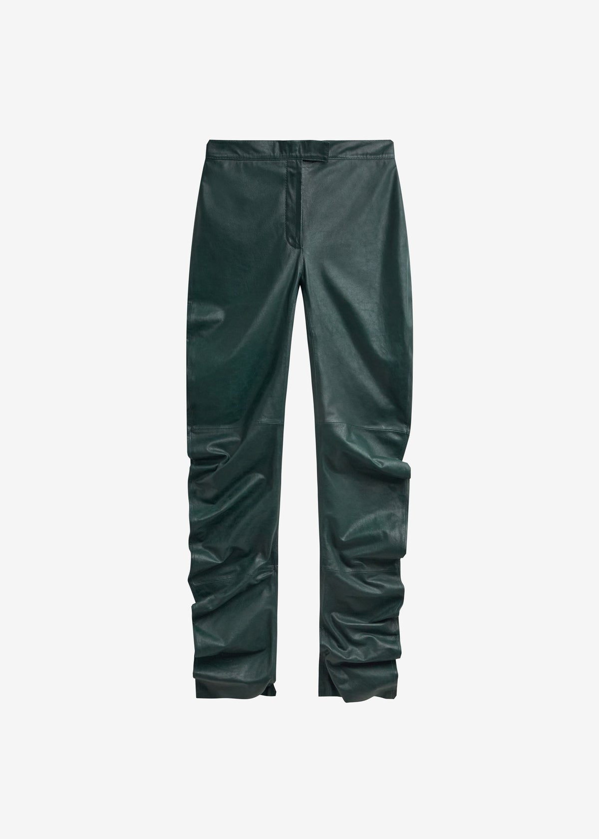 Jessa Leather Ruched Pants - Bottle Green - 8