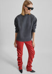Jessa Leather Ruched Pants - Red
