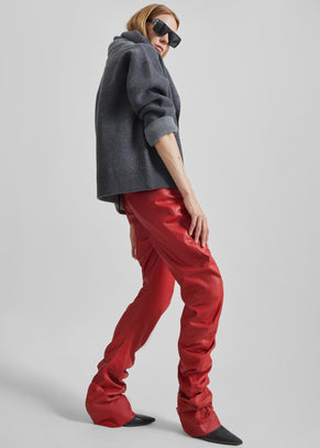 Pantalon Jessa en cuir froncé - Rouge